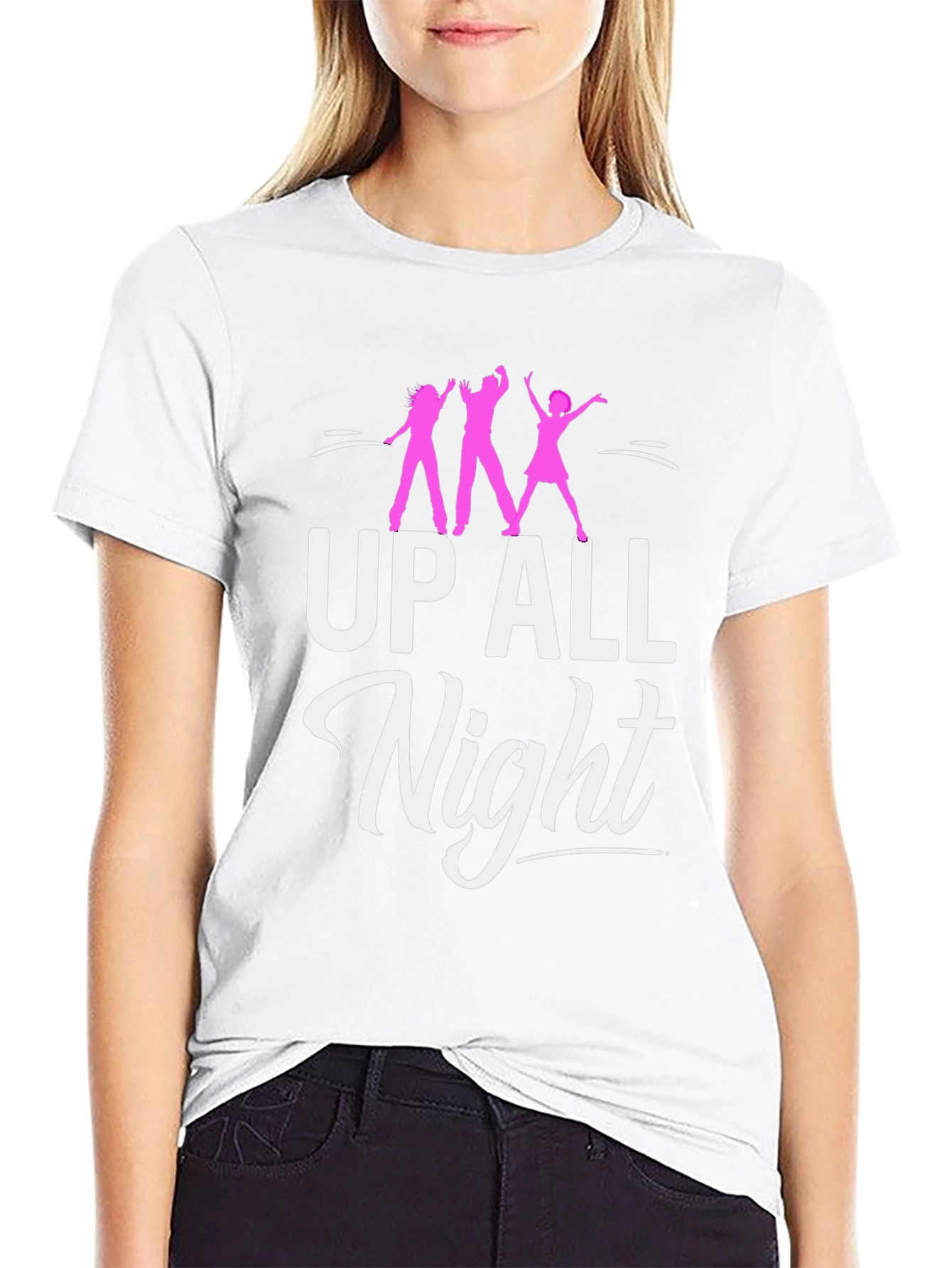 Up All Night Party T-Shirt - Black Cotton