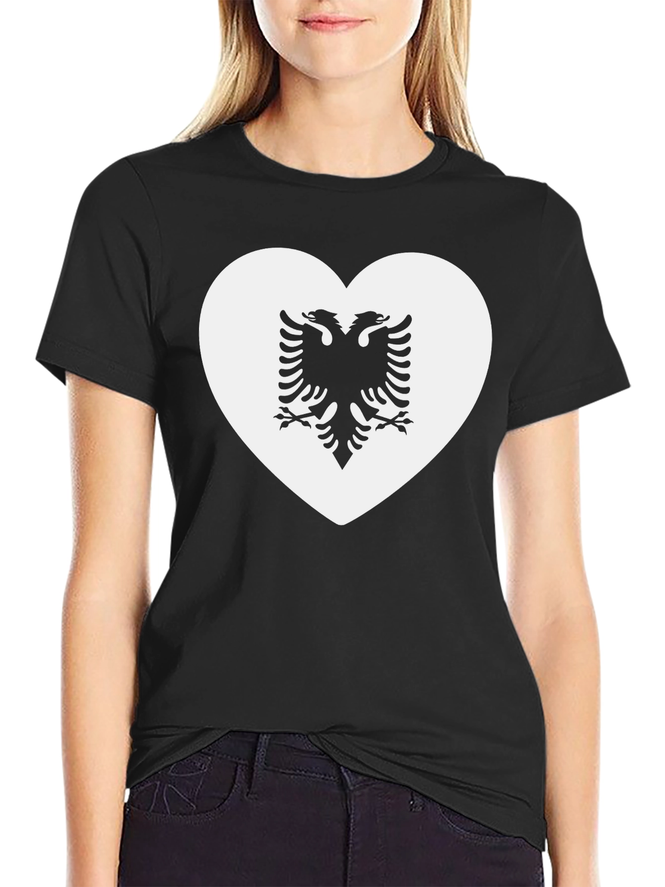 Albanian Eagle Heart T-Shirt - Black