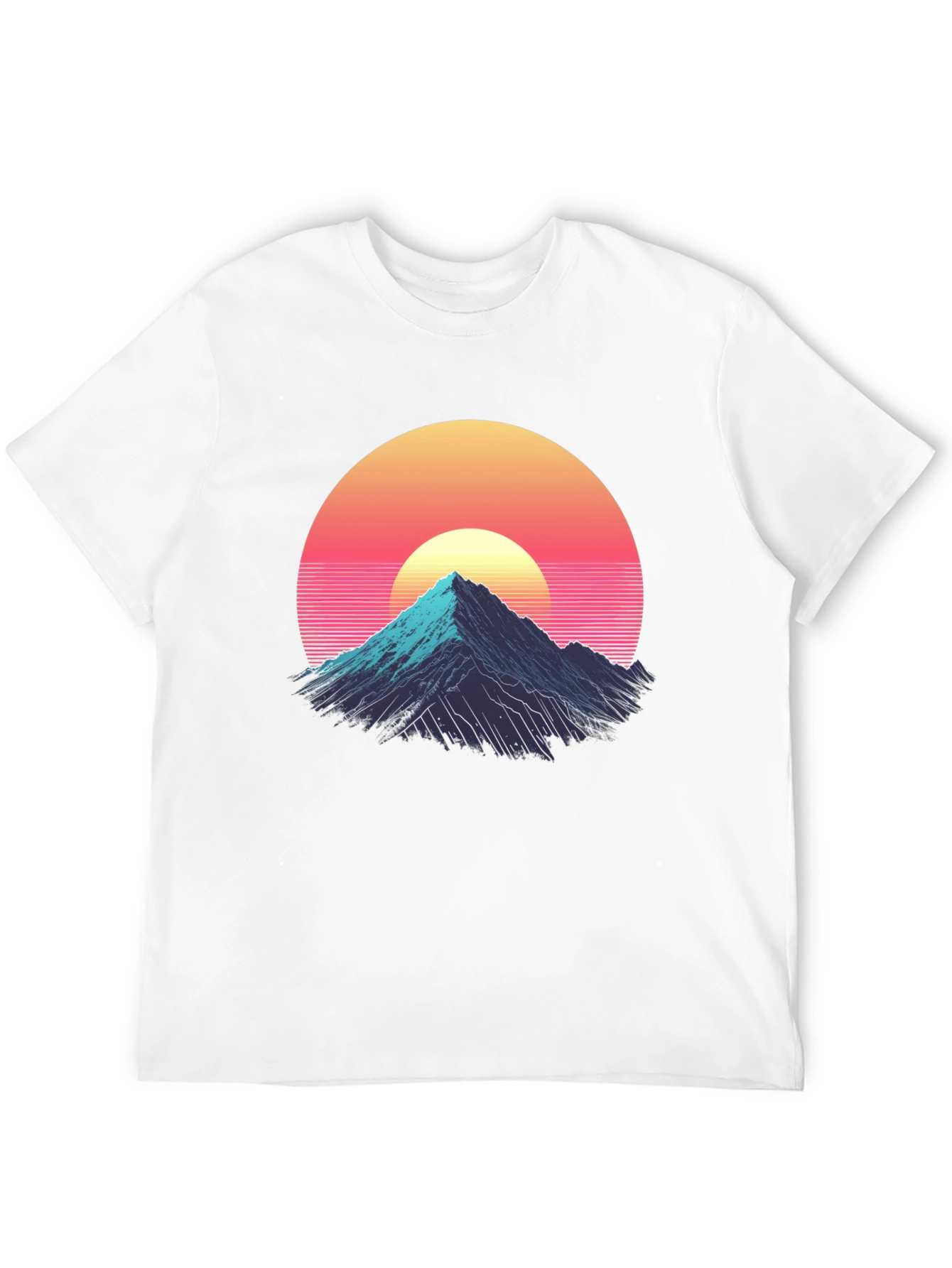 Retro Mountain Sunset Graphic Tee - Black