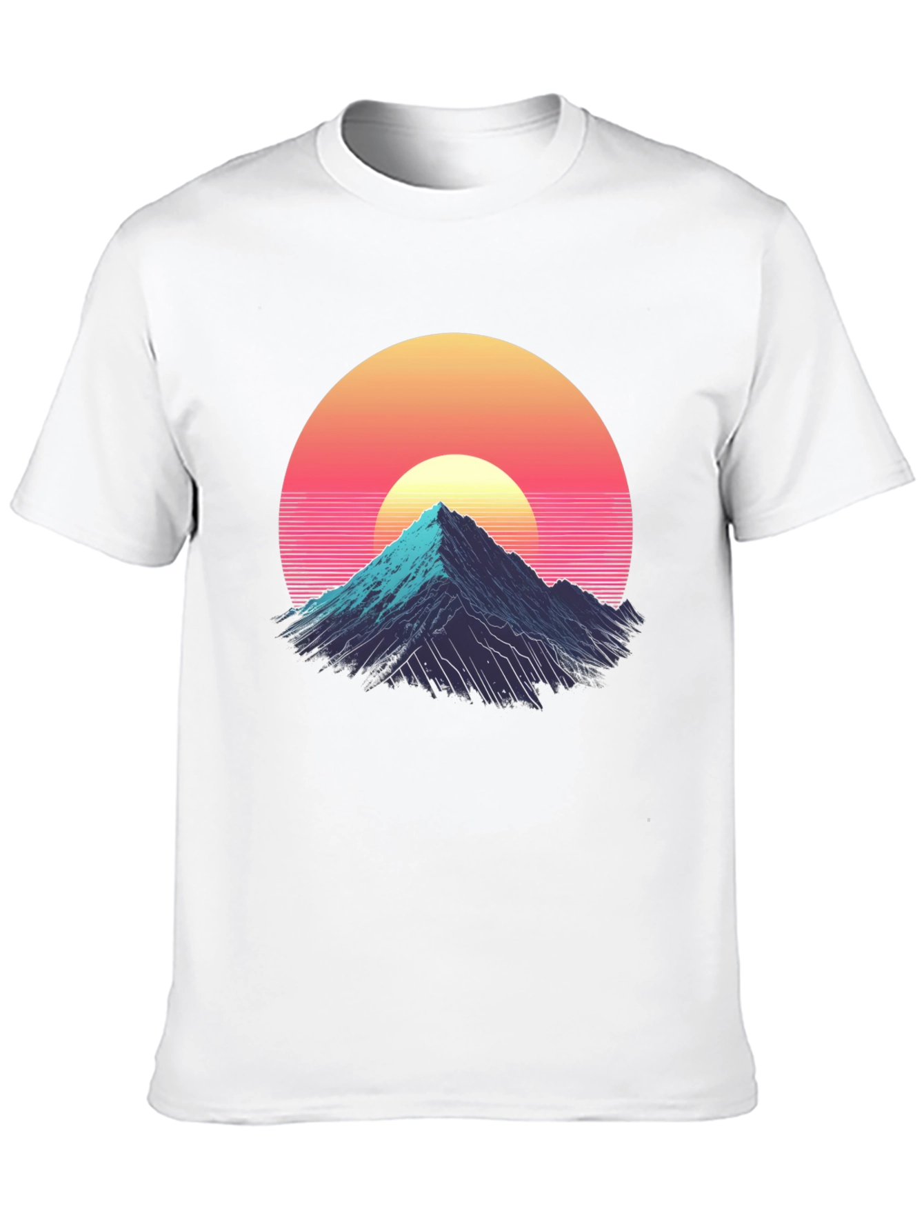 Retro Mountain Sunset Graphic Tee - Black