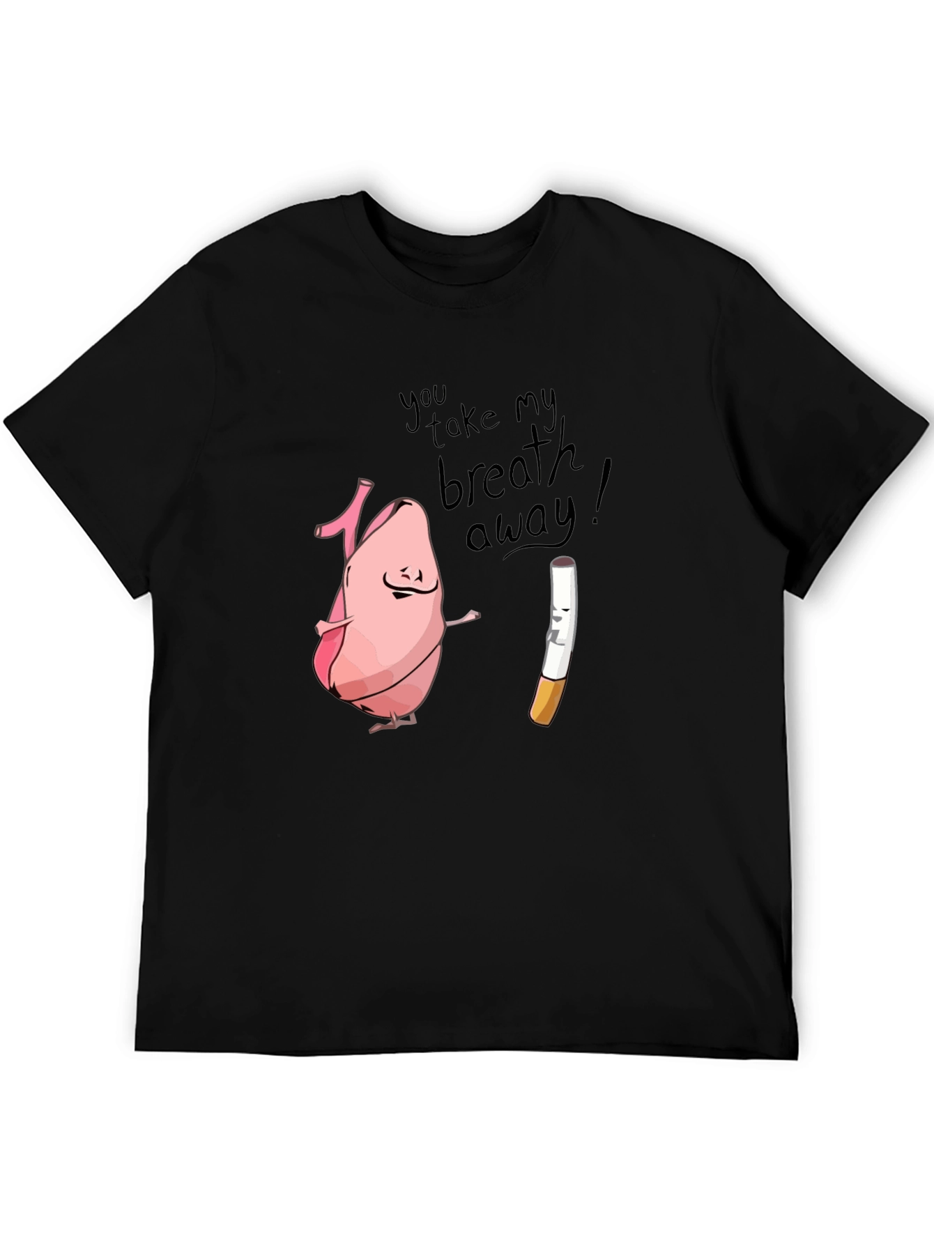 Humorous Lung & Cigarette Black T-Shirt
