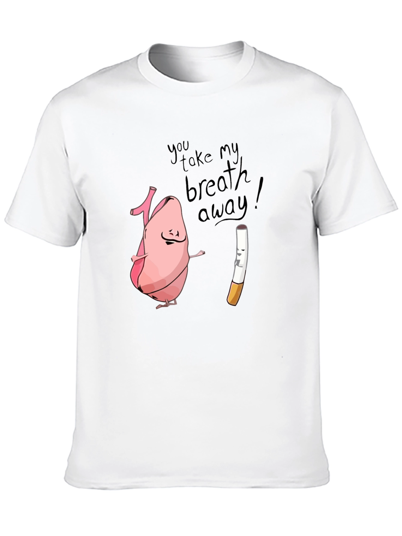 Humorous Lung & Cigarette Black T-Shirt