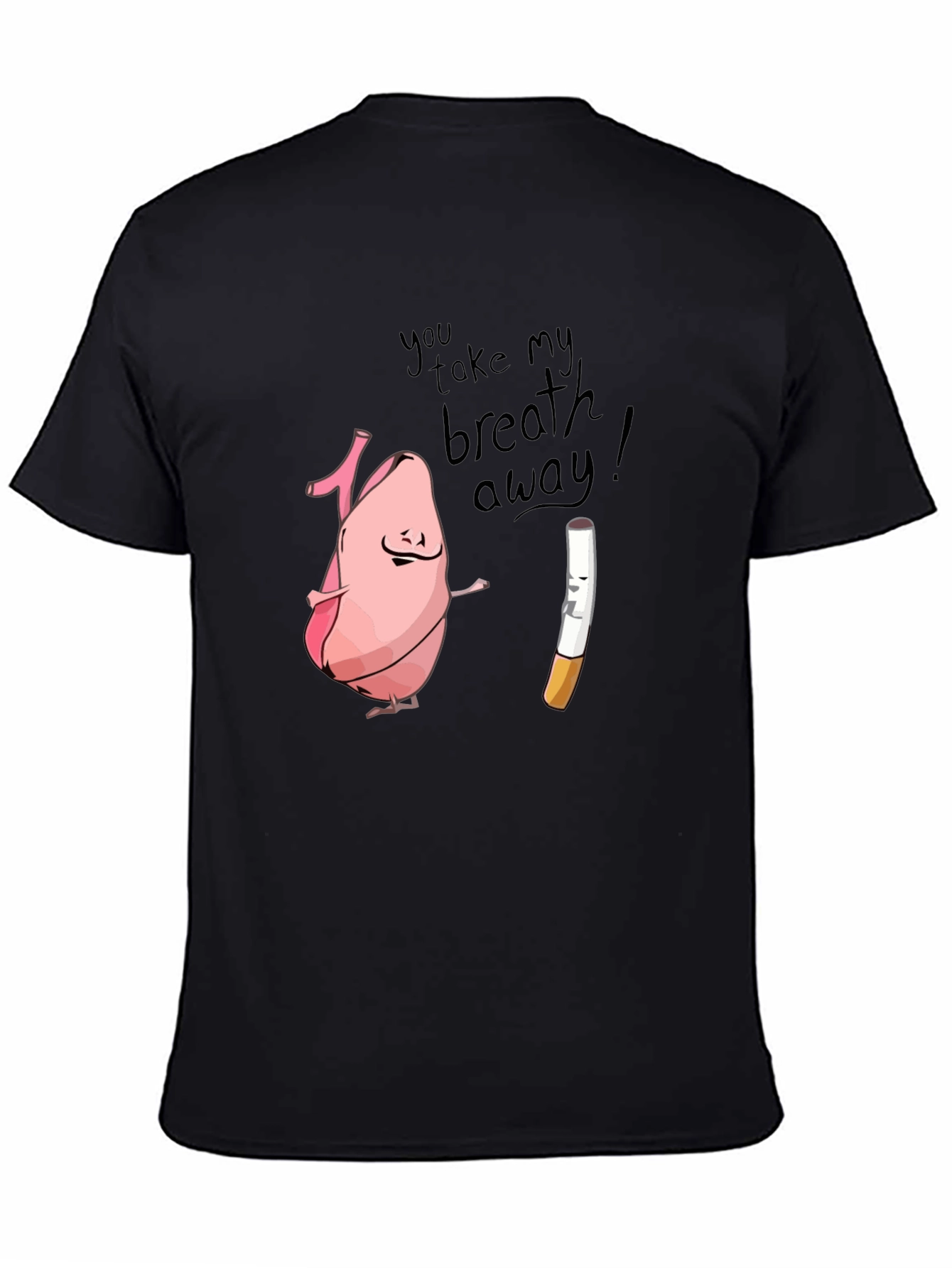 Humorous Lung & Cigarette Black T-Shirt