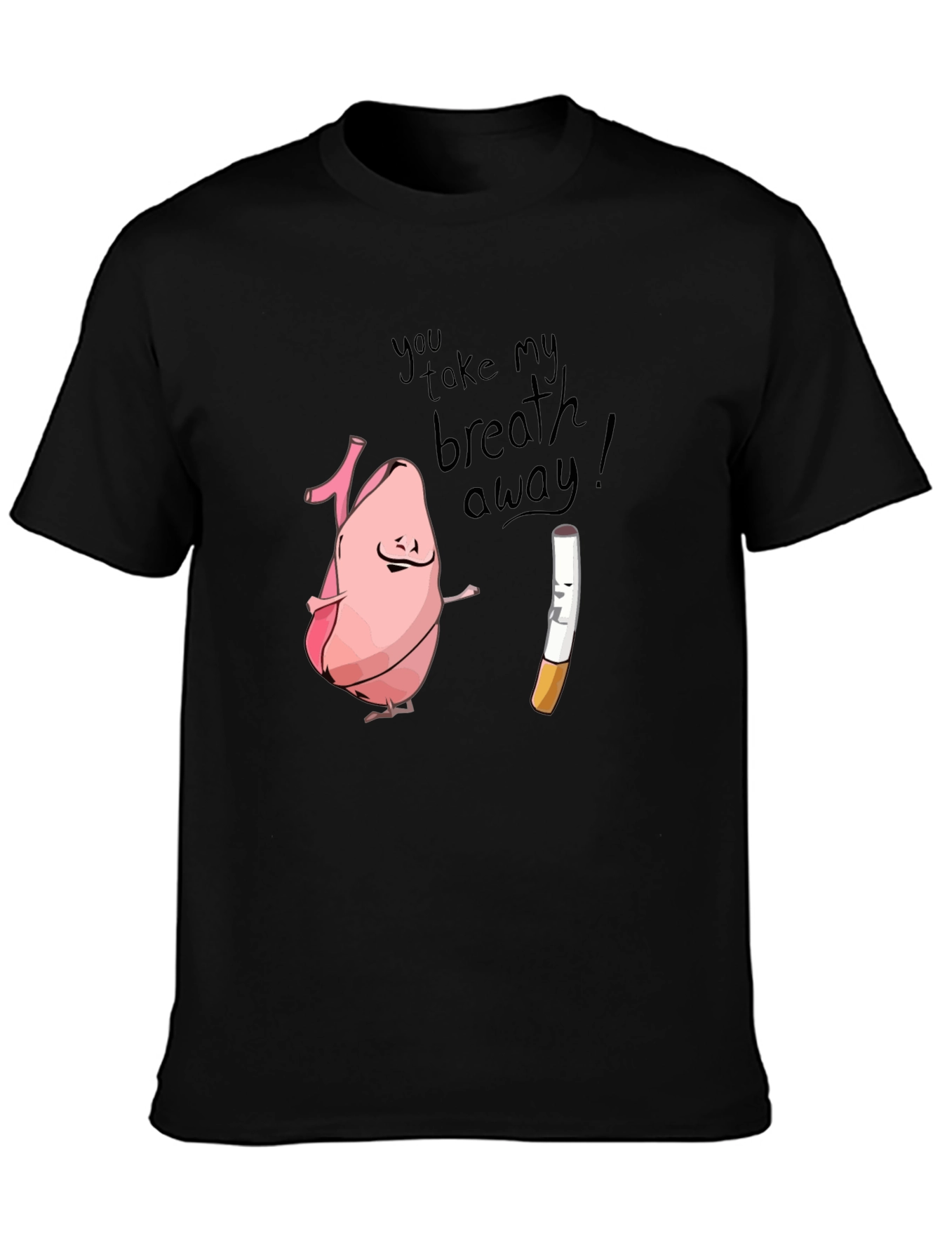 Humorous Lung & Cigarette Black T-Shirt