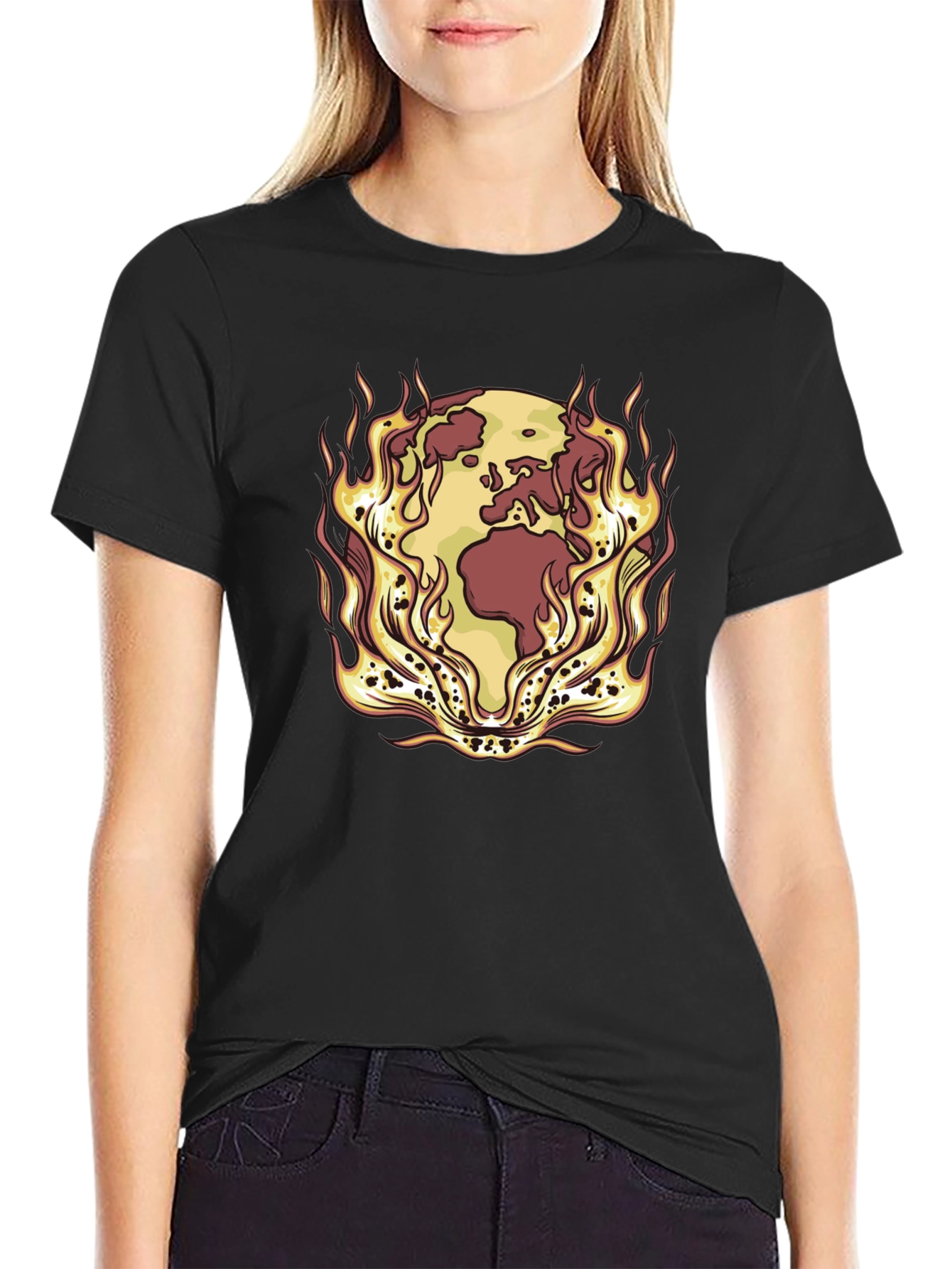 Earth on Fire Graphic Tee - Global Warming Awareness