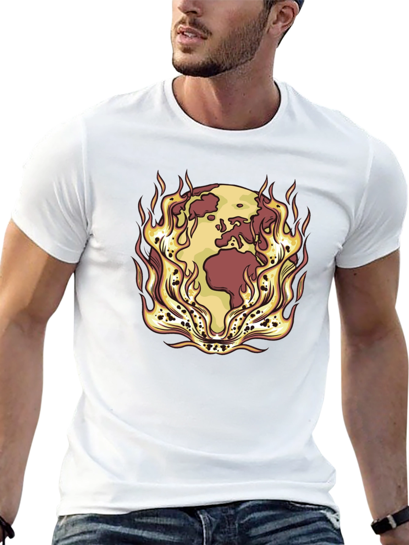 Earth on Fire Graphic Tee - Global Warming Awareness