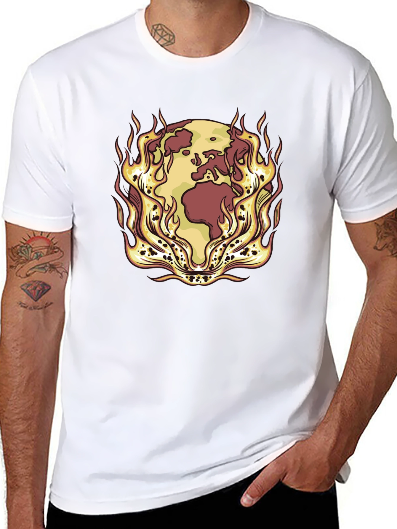 Earth on Fire Graphic Tee - Global Warming Awareness