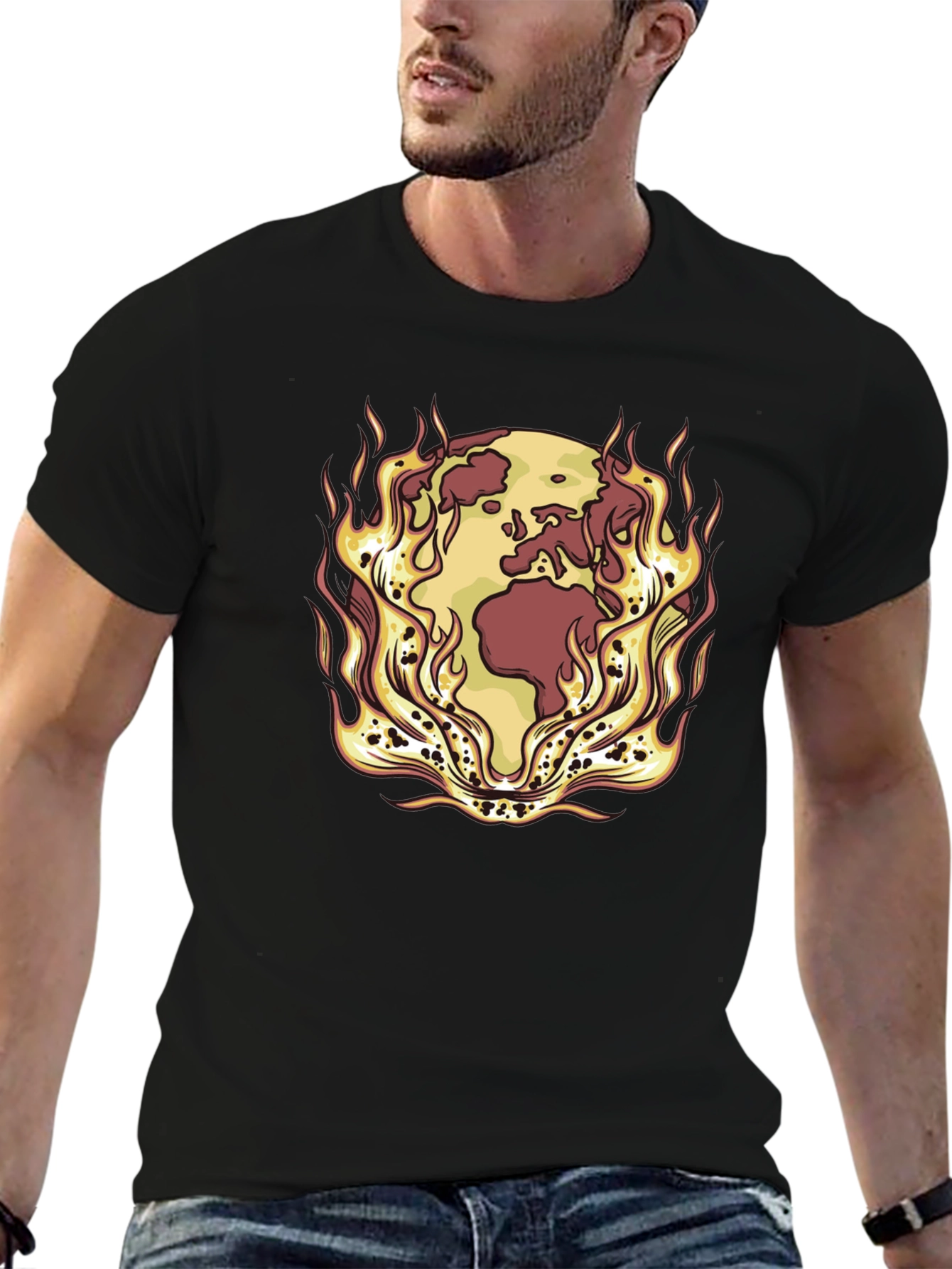 Earth on Fire Graphic Tee - Global Warming Awareness