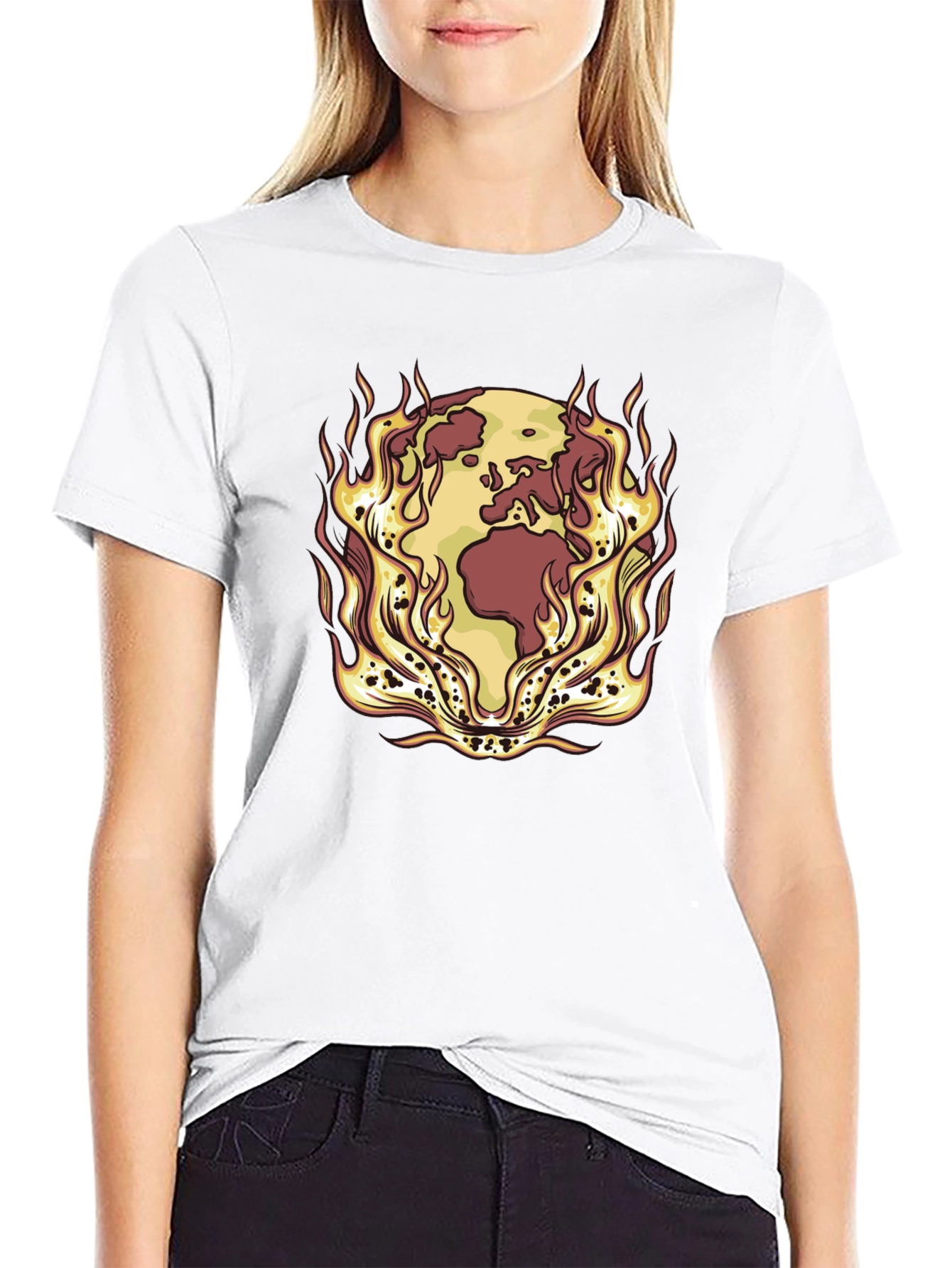 Earth on Fire Graphic Tee - Global Warming Awareness