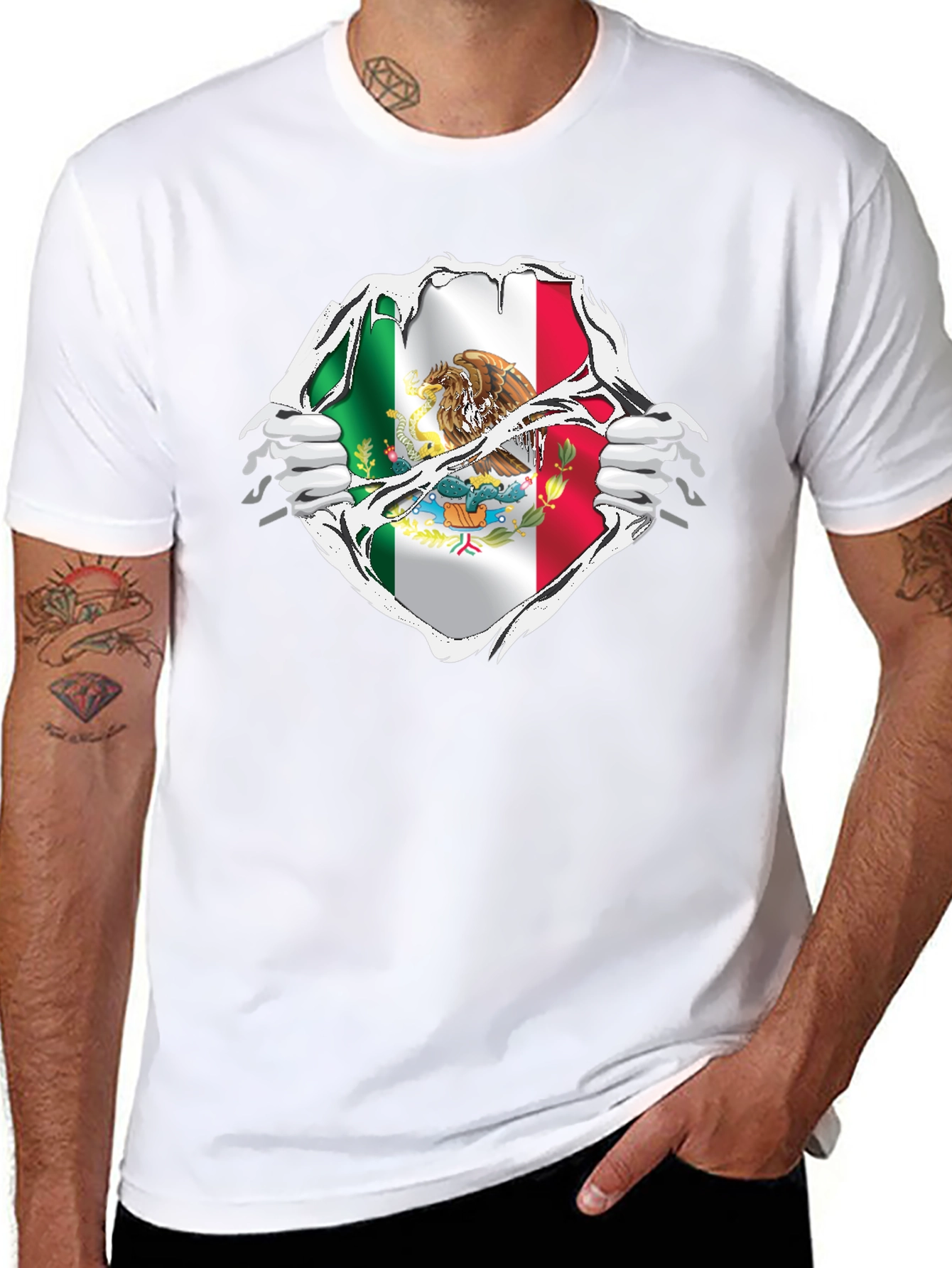 Mexican Flag Ripped T-Shirt