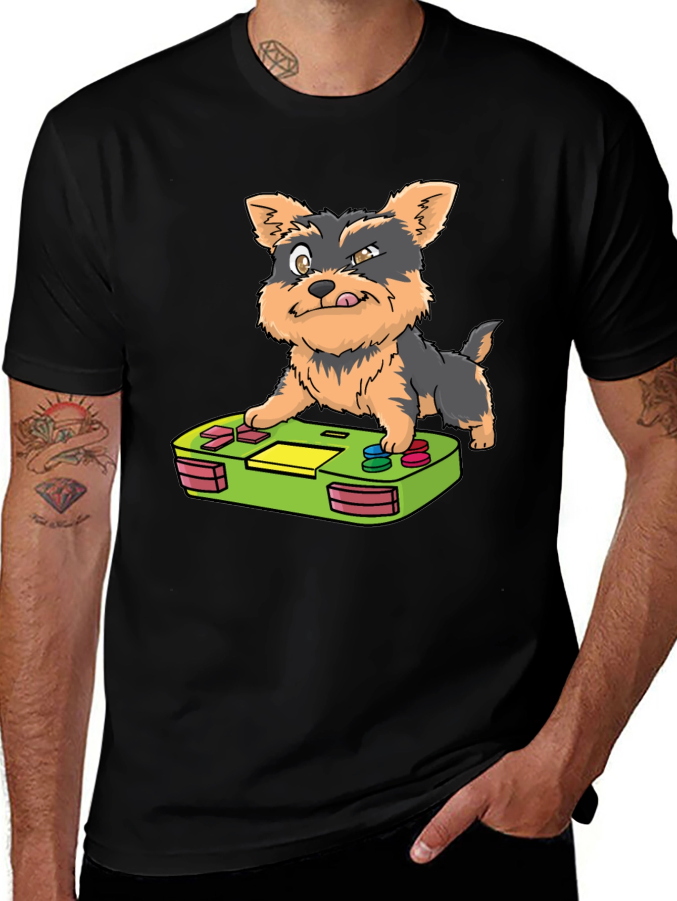 Gamer Pup Graphic Tee - Black Cotton Blend