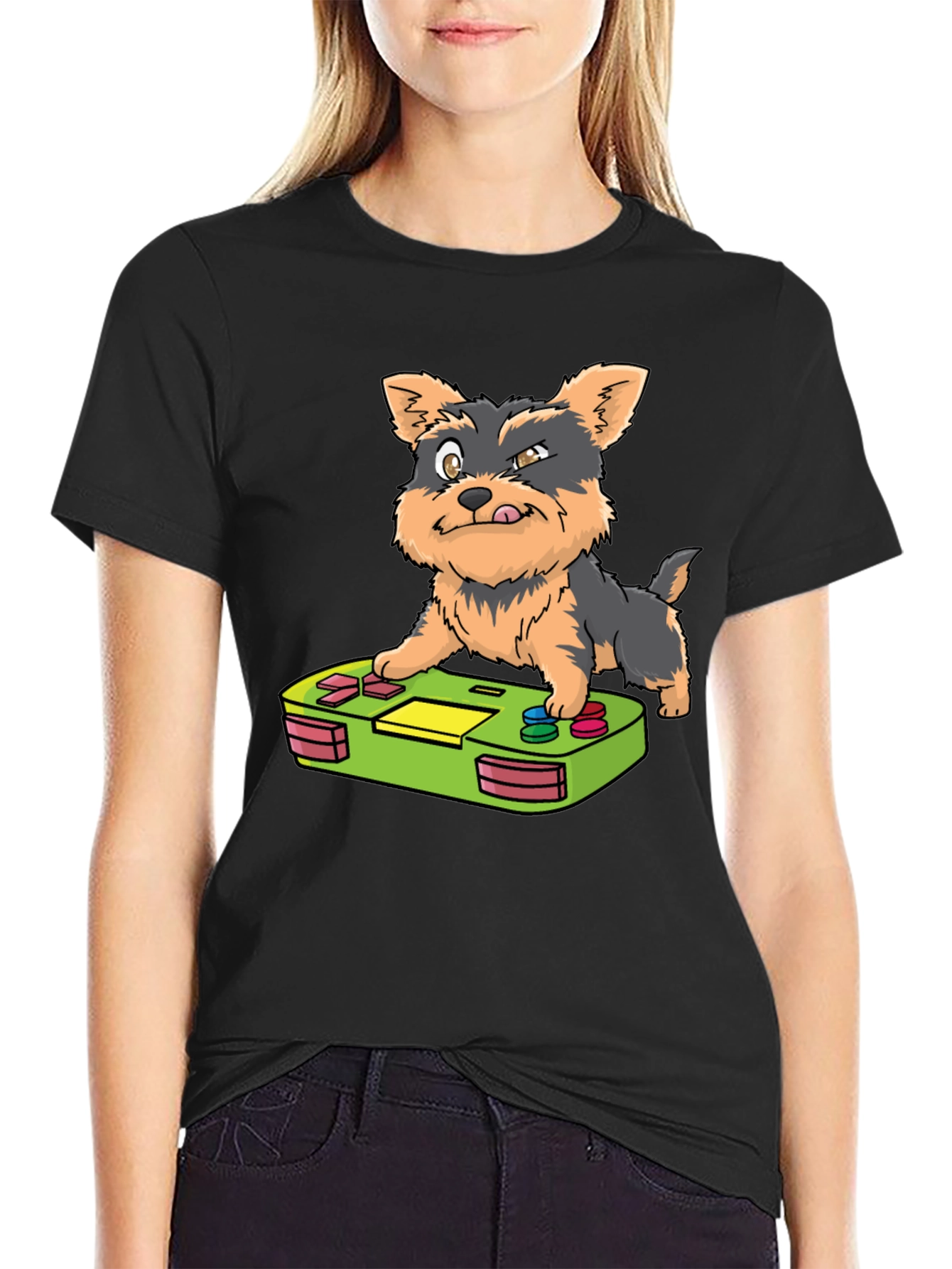 Gamer Pup Graphic Tee - Black Cotton Blend