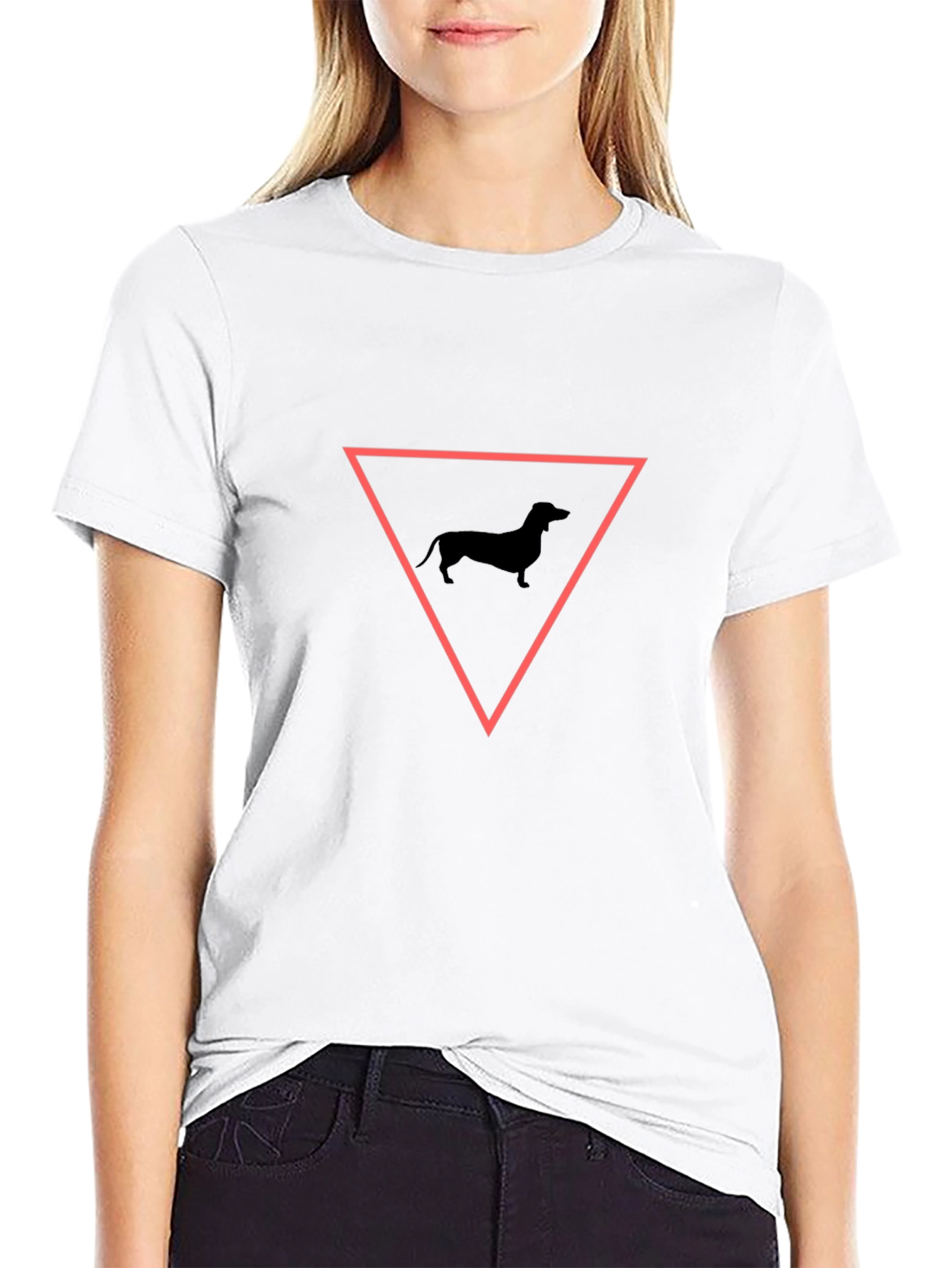 Dachshund Triangle Graphic Tee - Black