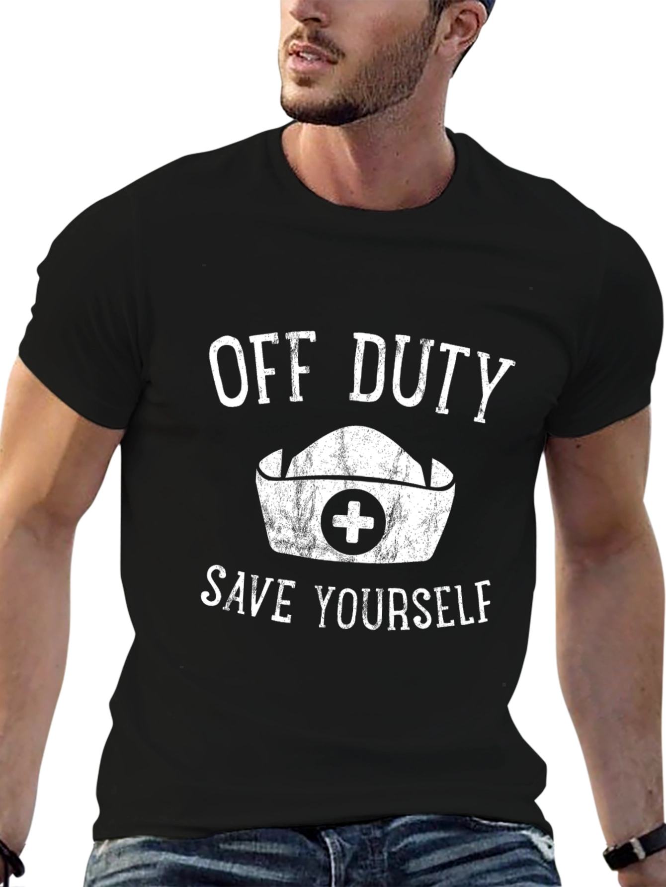 Off Duty Save Yourself Black T-Shirt