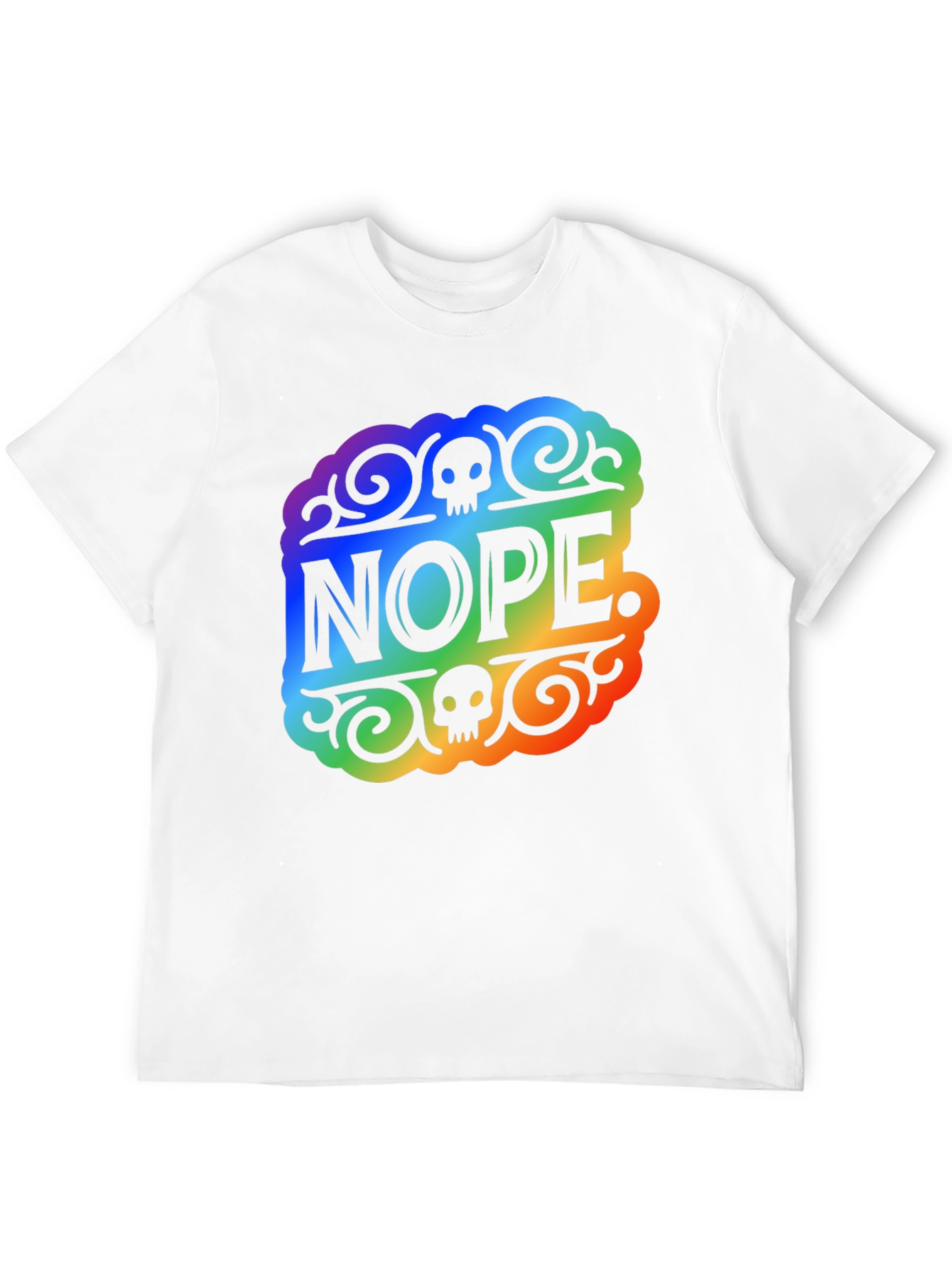 Rainbow NOPE Skull Graphic Black T-Shirt