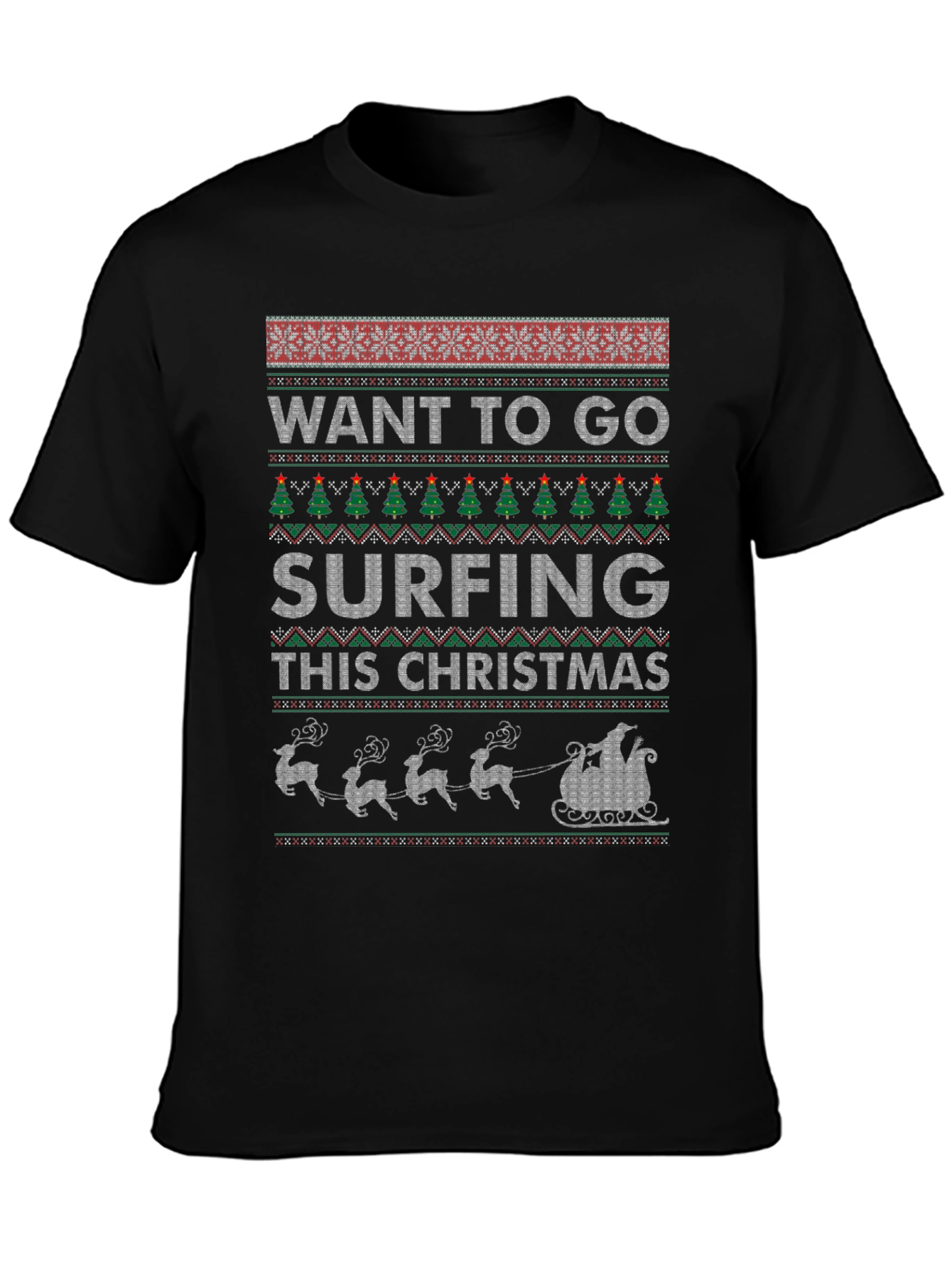 Want to Go Surfing This Christmas Ugly Sweater T-Shirt