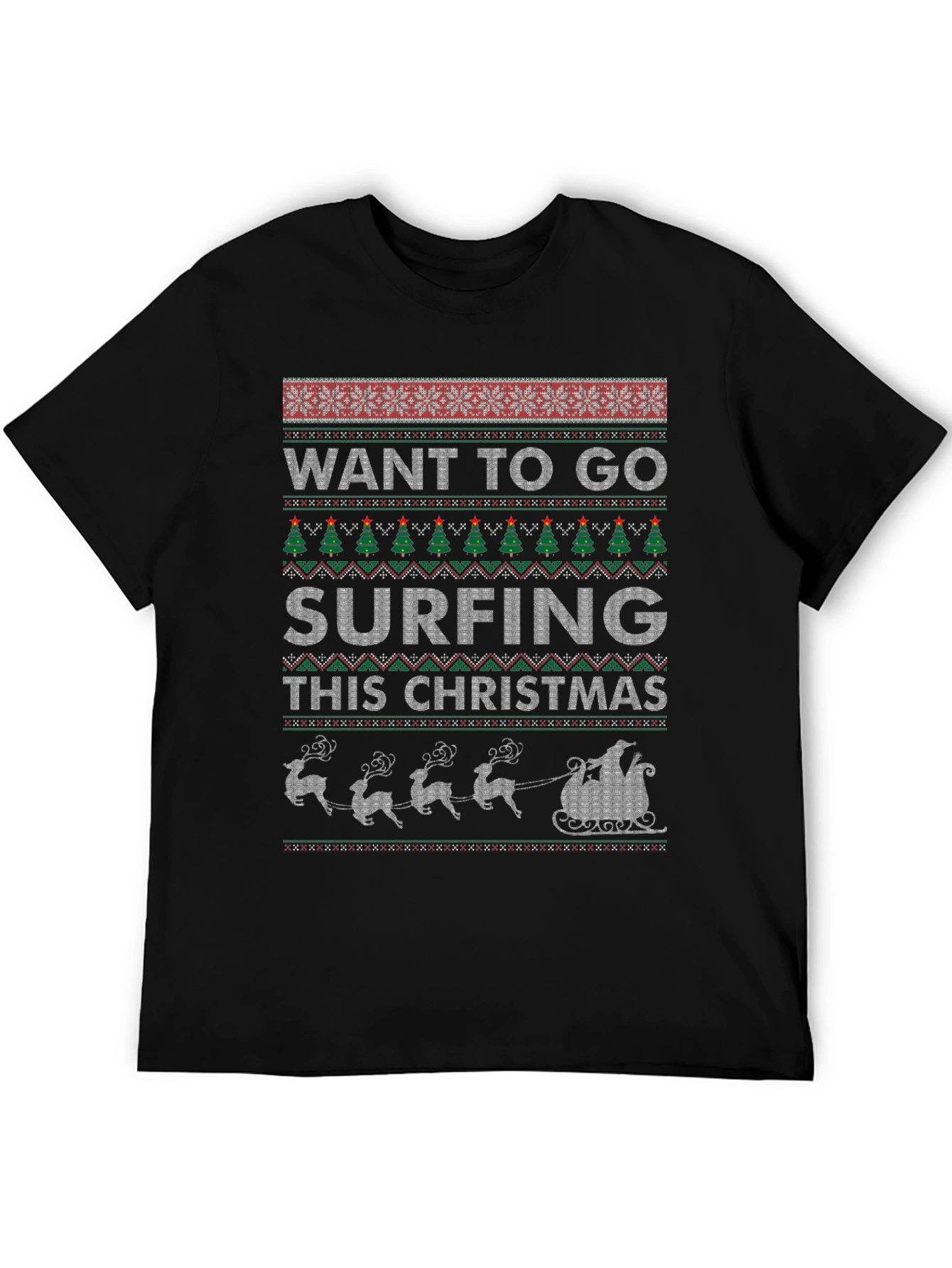 Want to Go Surfing This Christmas Ugly Sweater T-Shirt