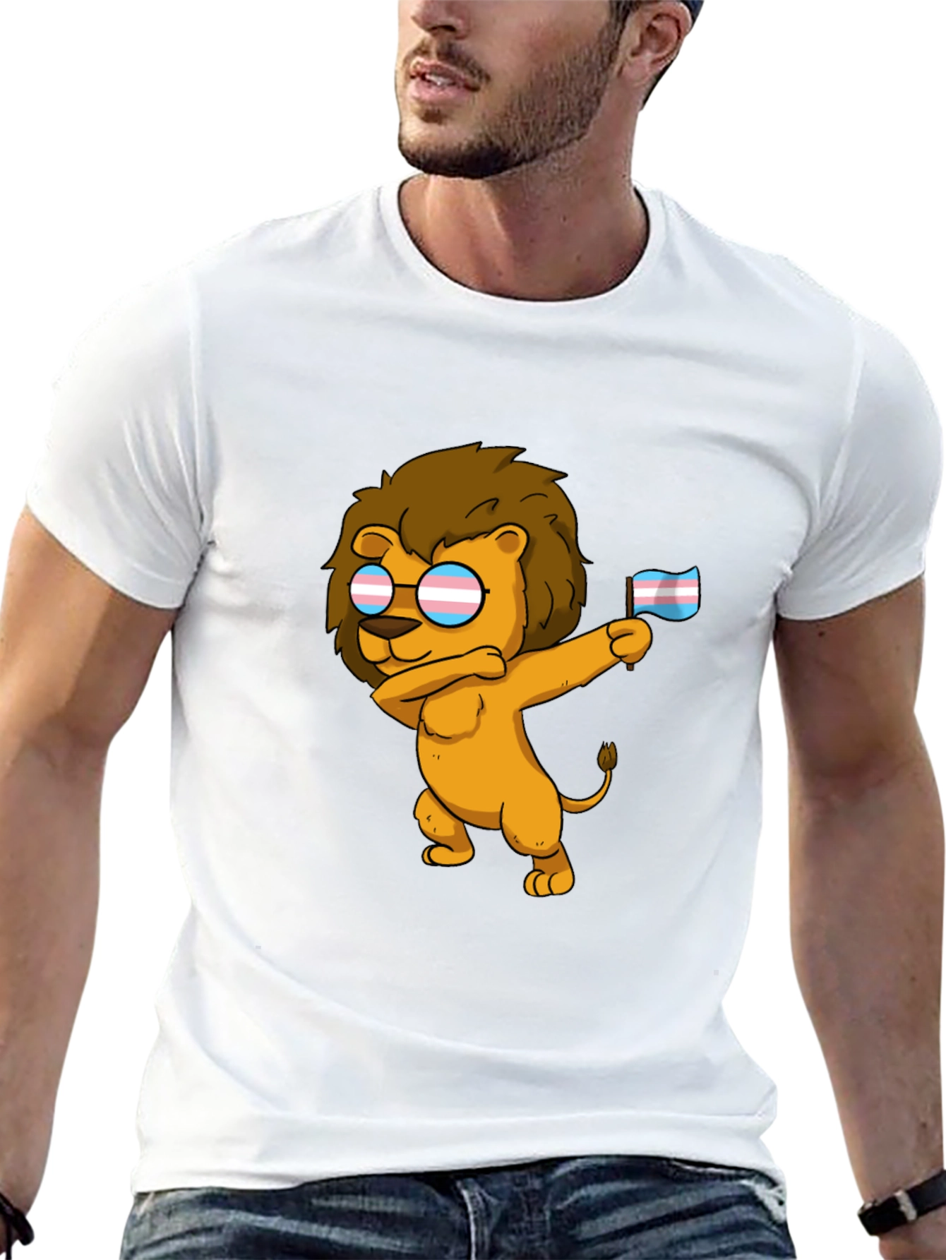Dabbing Lion Transgender Pride T-Shirt