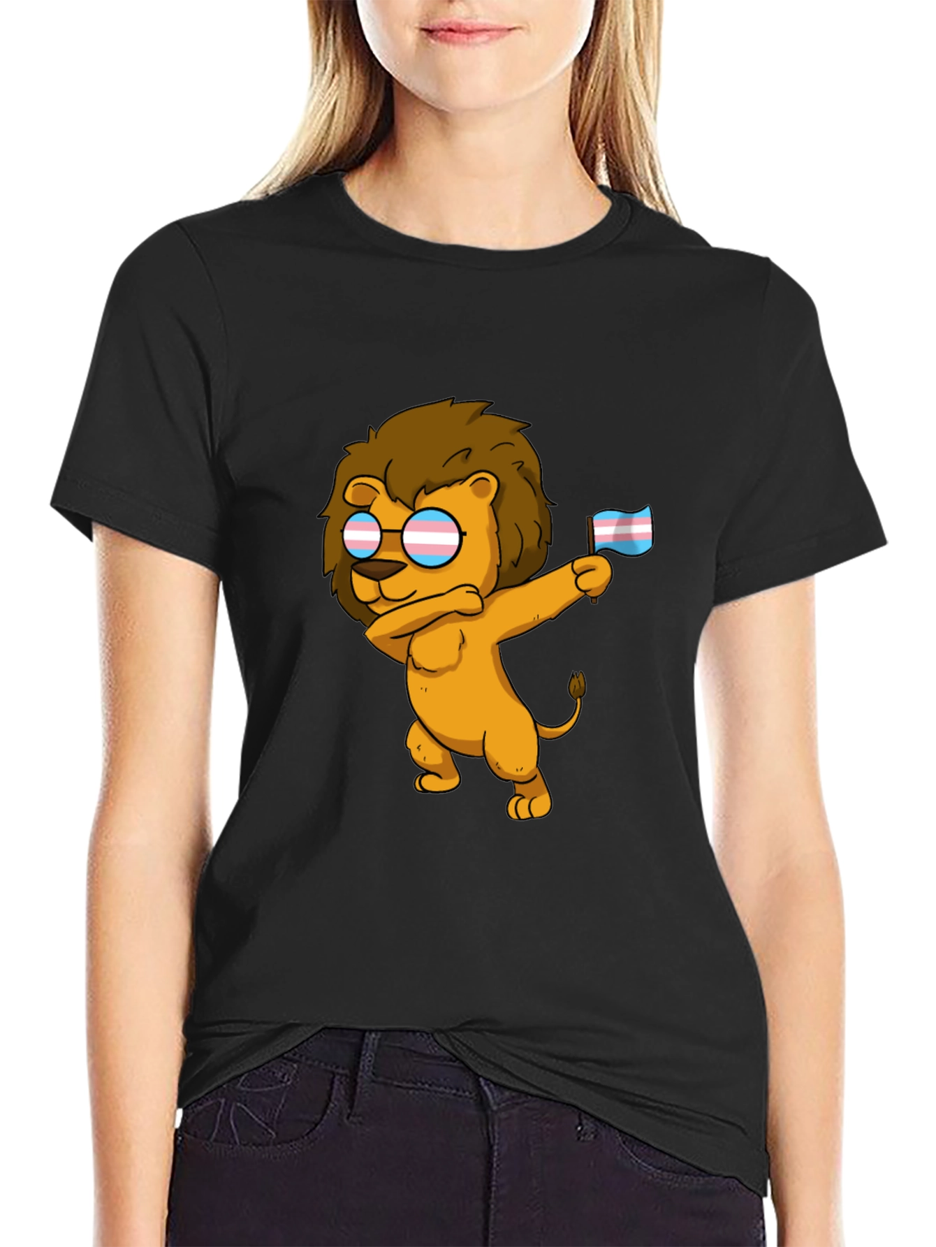 Dabbing Lion Transgender Pride T-Shirt