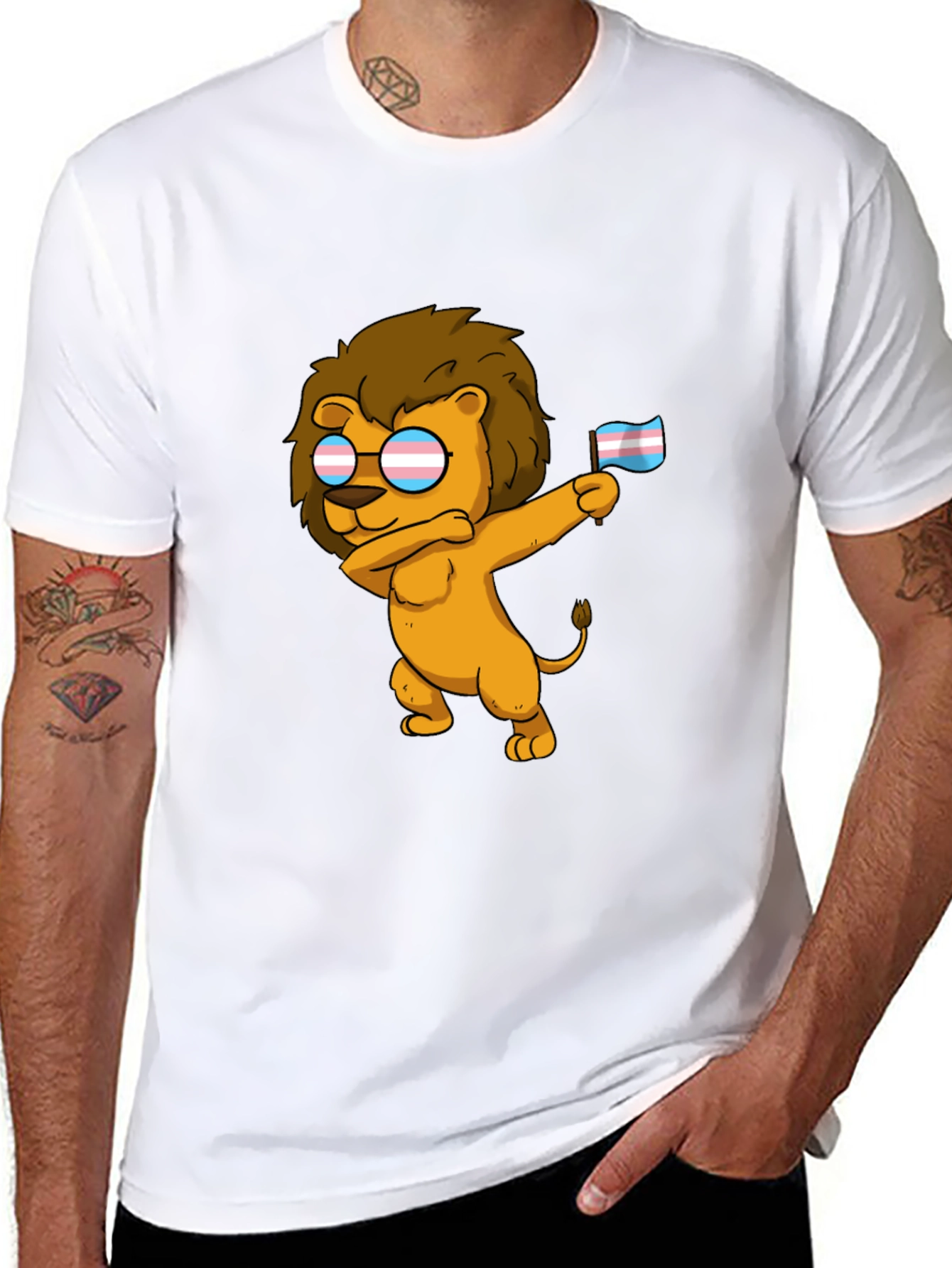 Dabbing Lion Transgender Pride T-Shirt