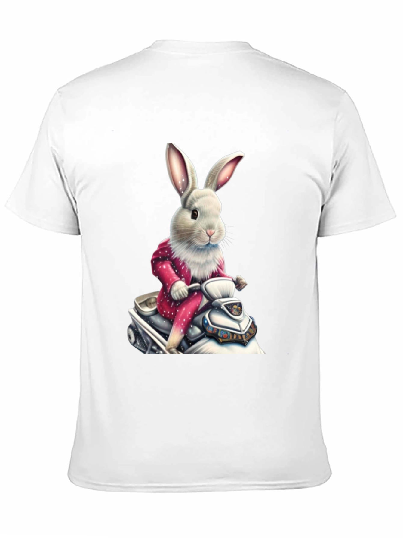 Bunny on Scooter Black T-Shirt