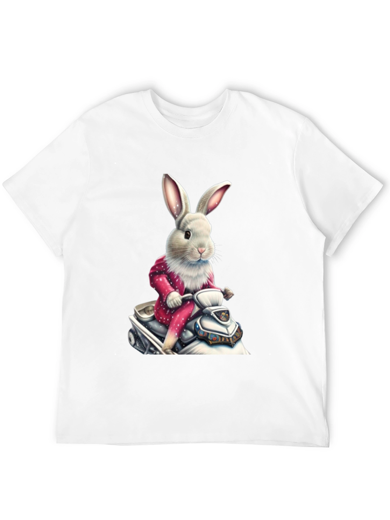 Bunny on Scooter Black T-Shirt