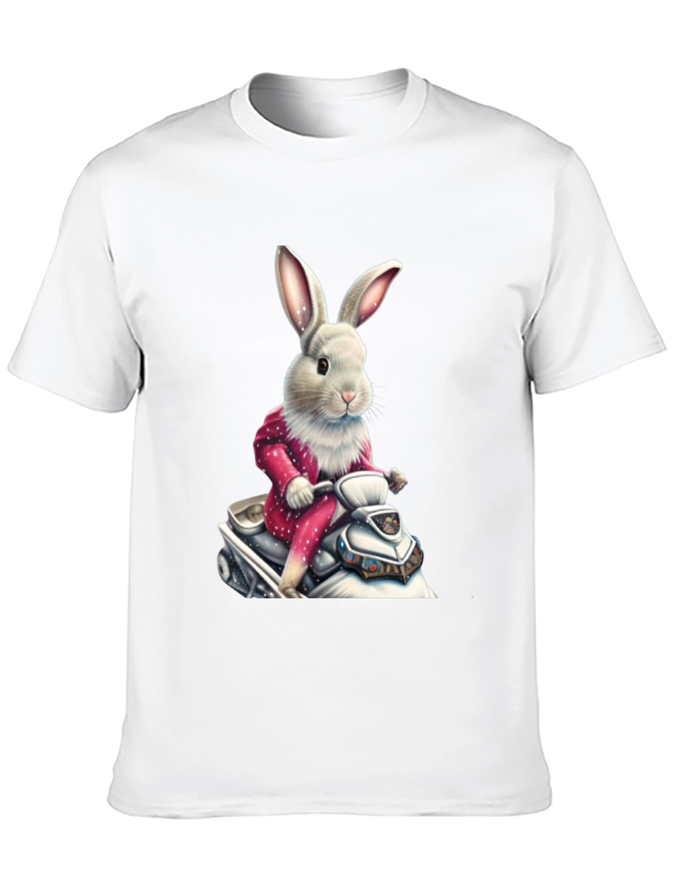 Bunny on Scooter Black T-Shirt
