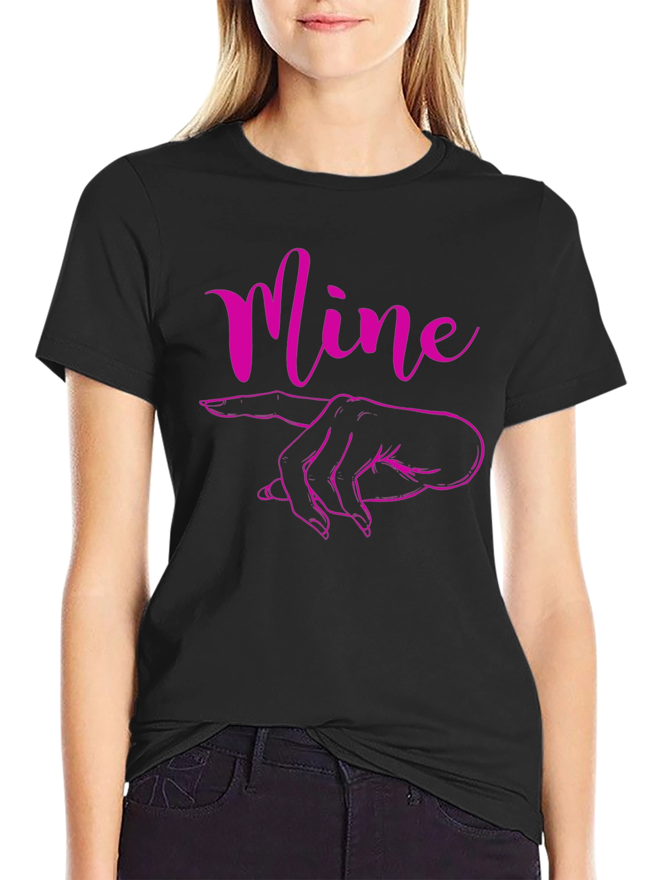 Mine Pointing Finger Graphic Tee - Black Cotton T-Shirt