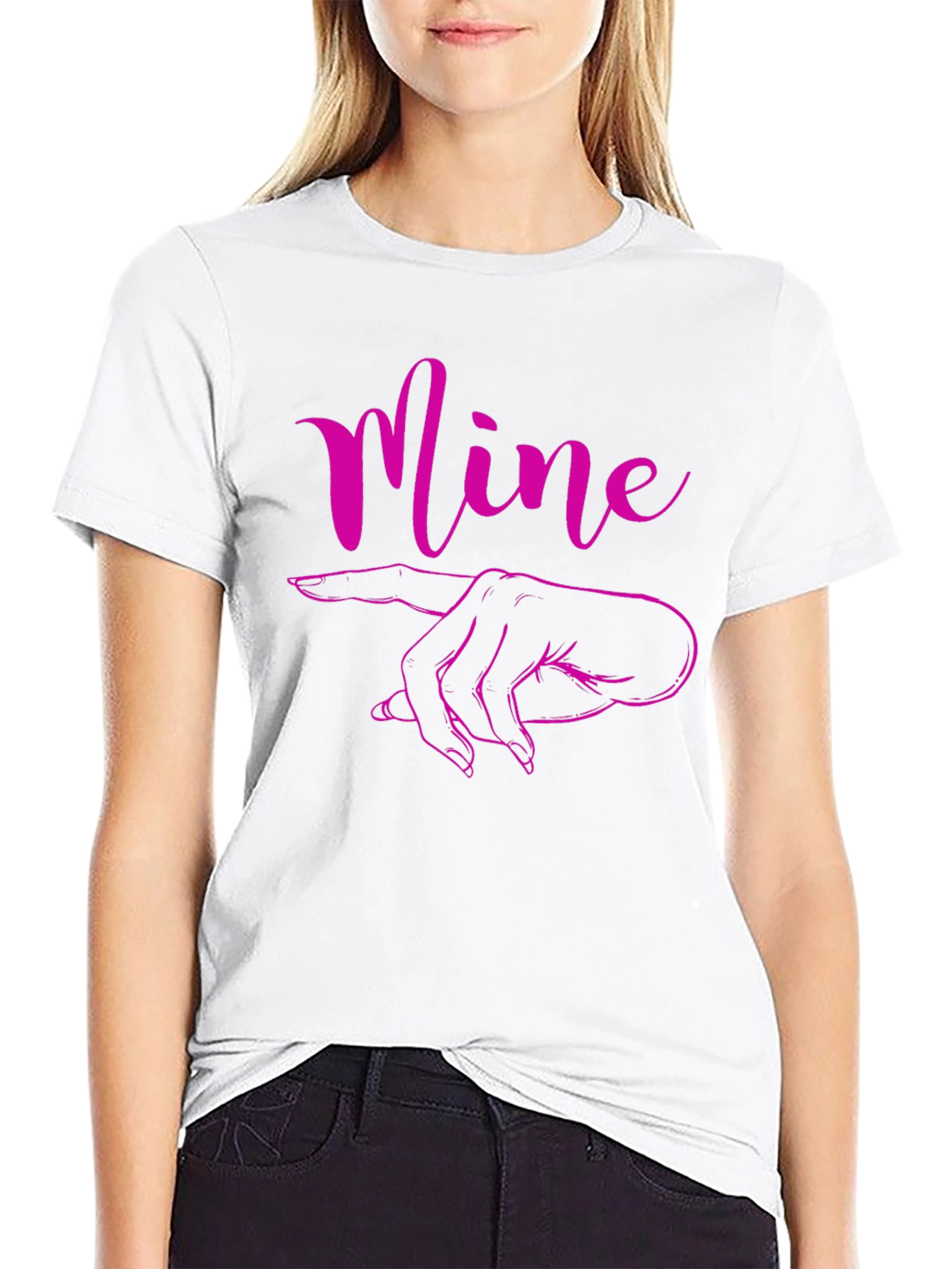 Mine Pointing Finger Graphic Tee - Black Cotton T-Shirt