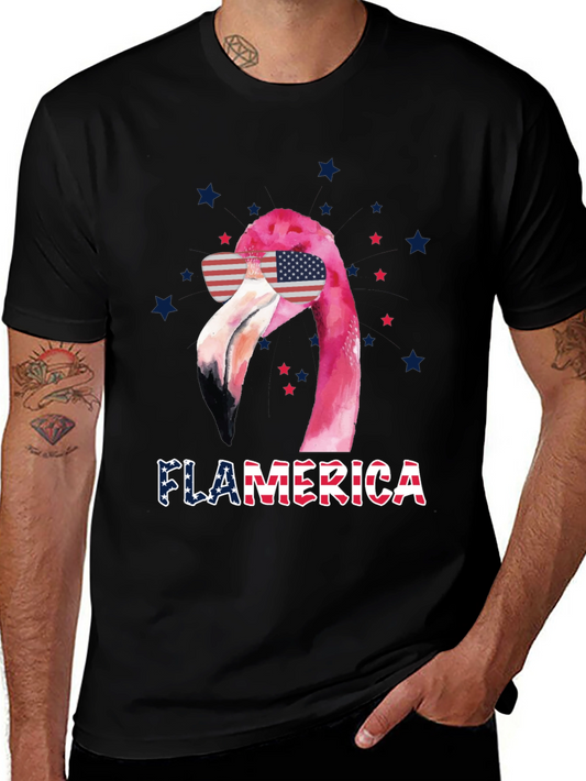 Flamerica T-Shirt Patriotic Flamingo 4th July Tee