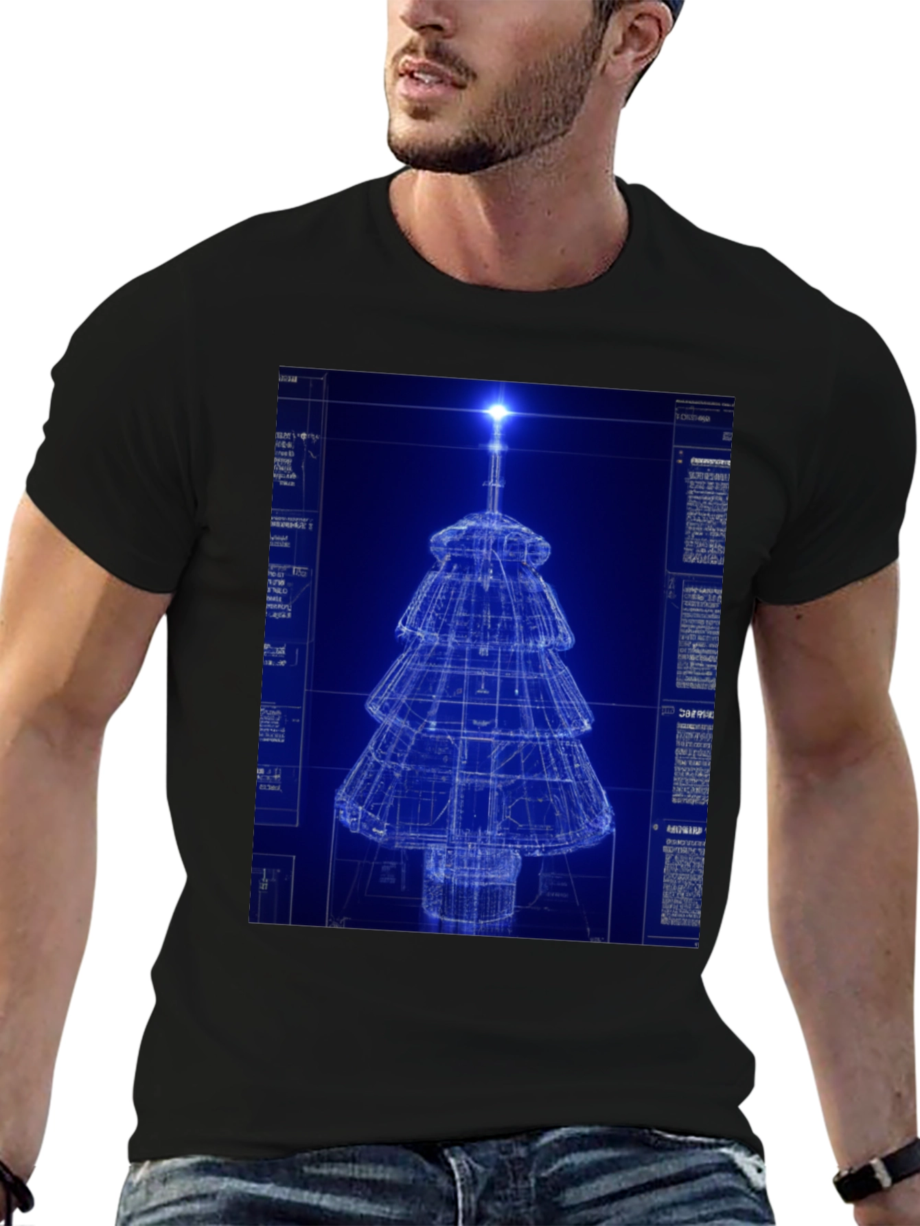 Blueprint Christmas Tree Graphic Tee