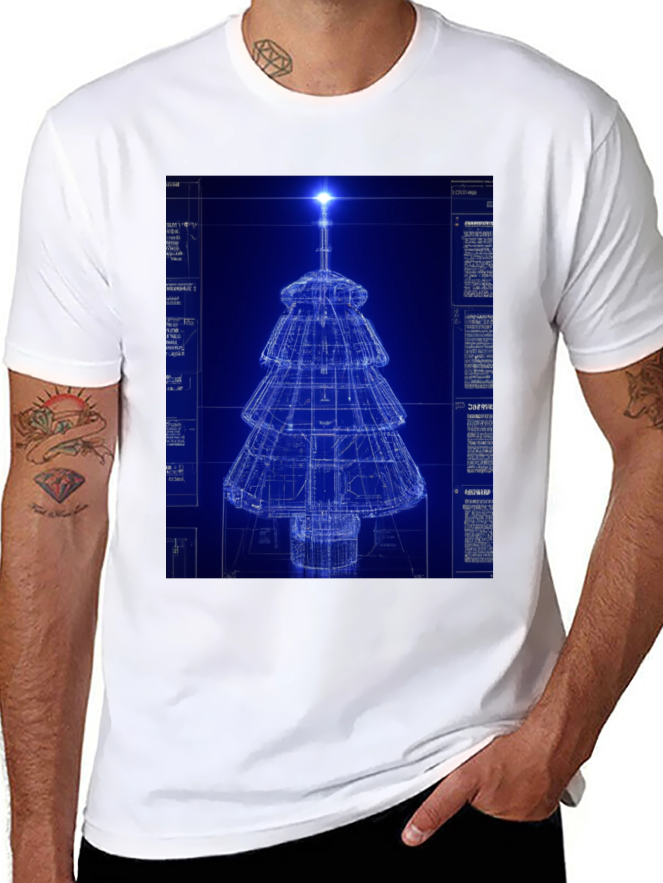 Blueprint Christmas Tree Graphic Tee