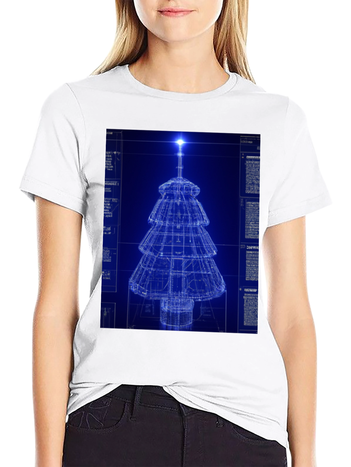 Blueprint Christmas Tree Graphic Tee