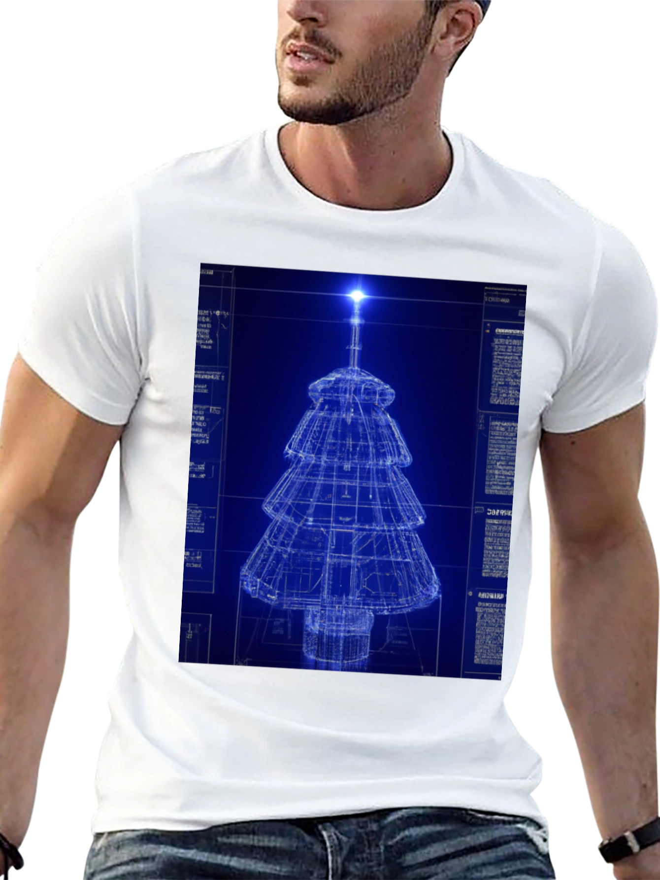 Blueprint Christmas Tree Graphic Tee
