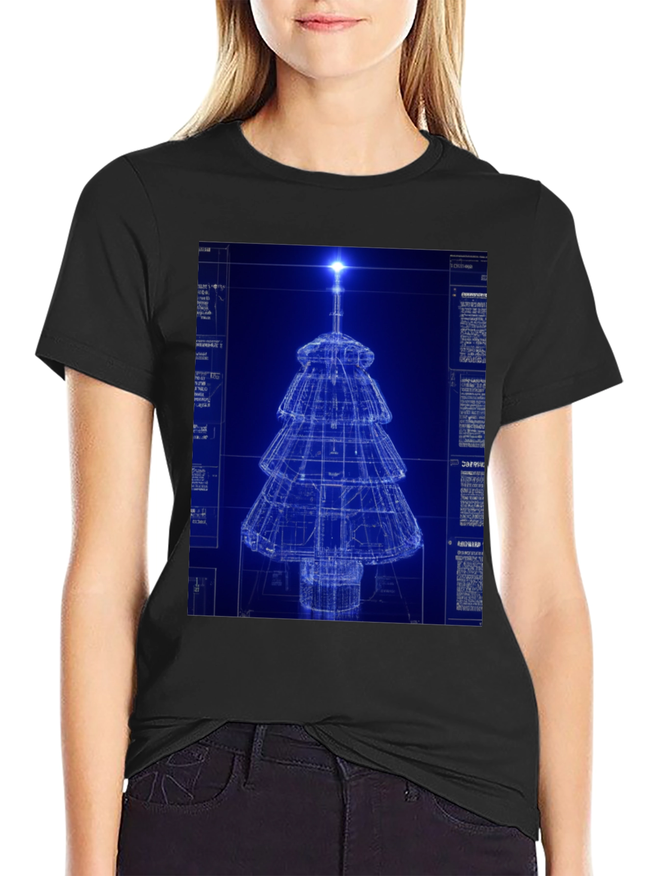 Blueprint Christmas Tree Graphic Tee