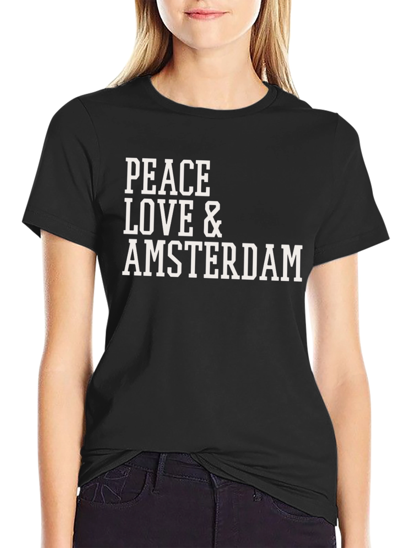 Peace Love Amsterdam T-Shirt - Black Graphic Tee