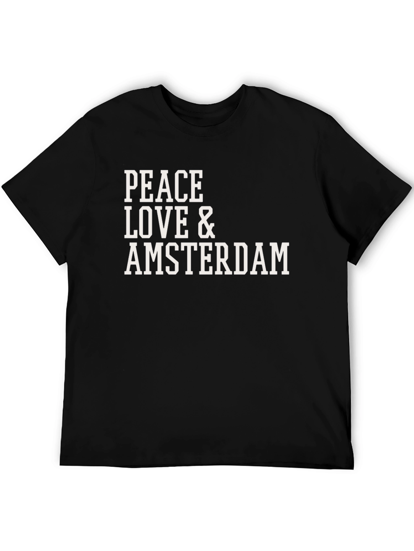 Peace Love Amsterdam T-Shirt - Black Graphic Tee