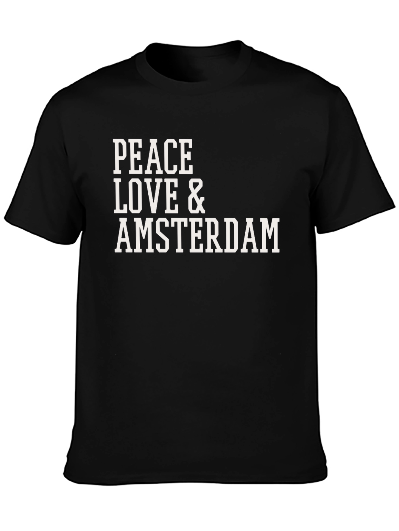 Peace Love Amsterdam T-Shirt - Black Graphic Tee