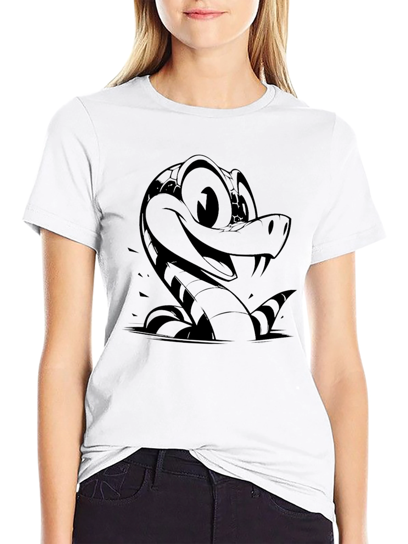 Cartoon Snake Graphic T-Shirt - Cool Reptile Design