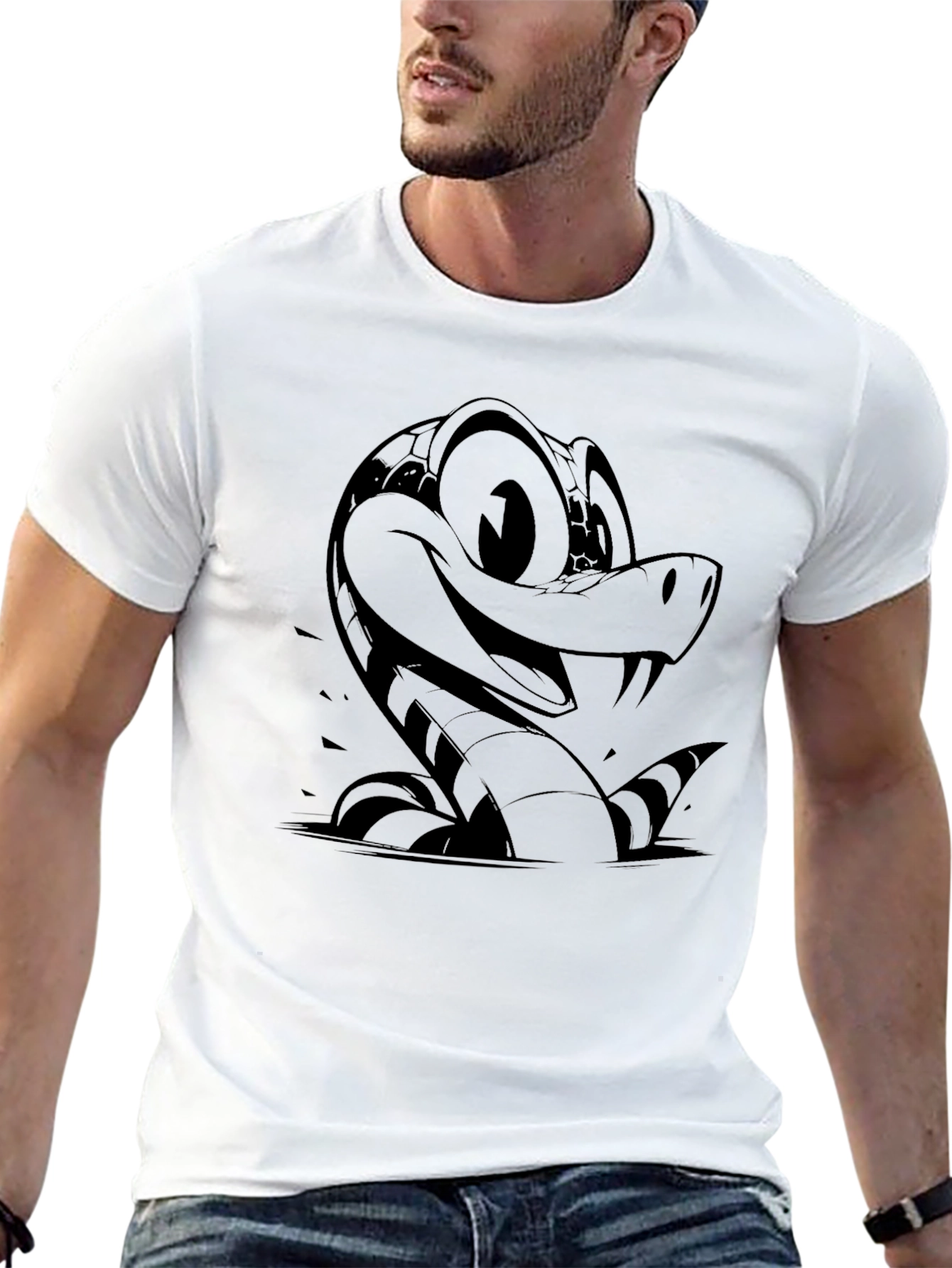 Cartoon Snake Graphic T-Shirt - Cool Reptile Design
