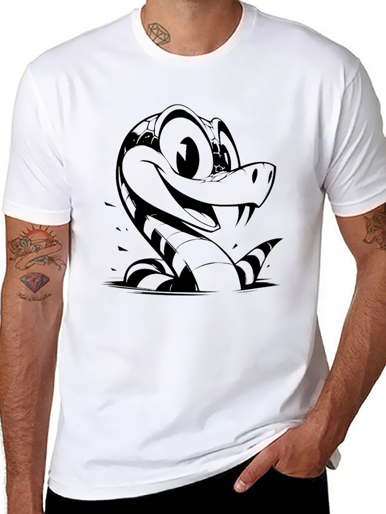 Cartoon Snake Graphic T-Shirt - Cool Reptile Design