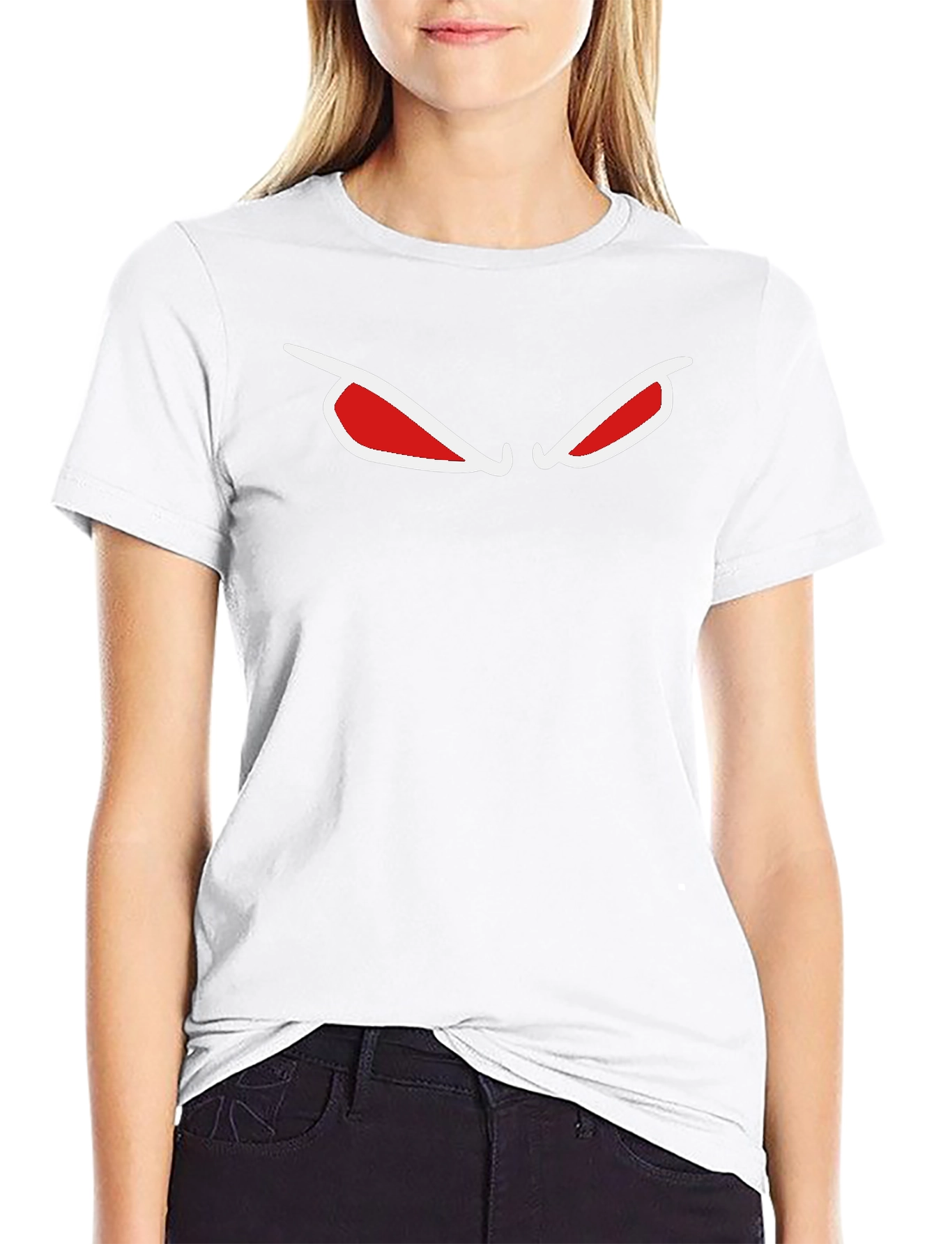 Mens Black T-Shirt with Red Eyes Graphic