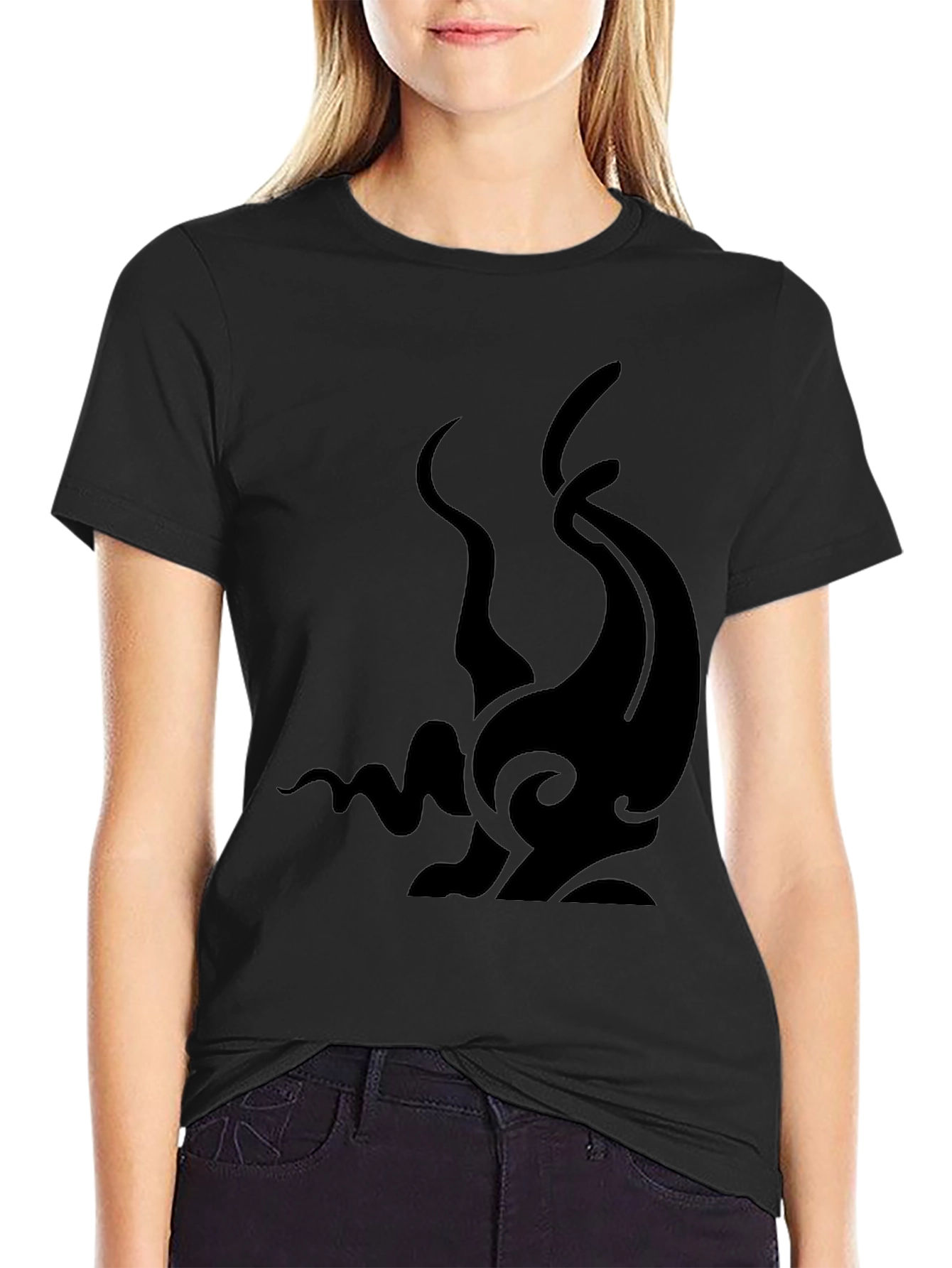 Mens Black Graphic Tee - Abstract Tentacle Design