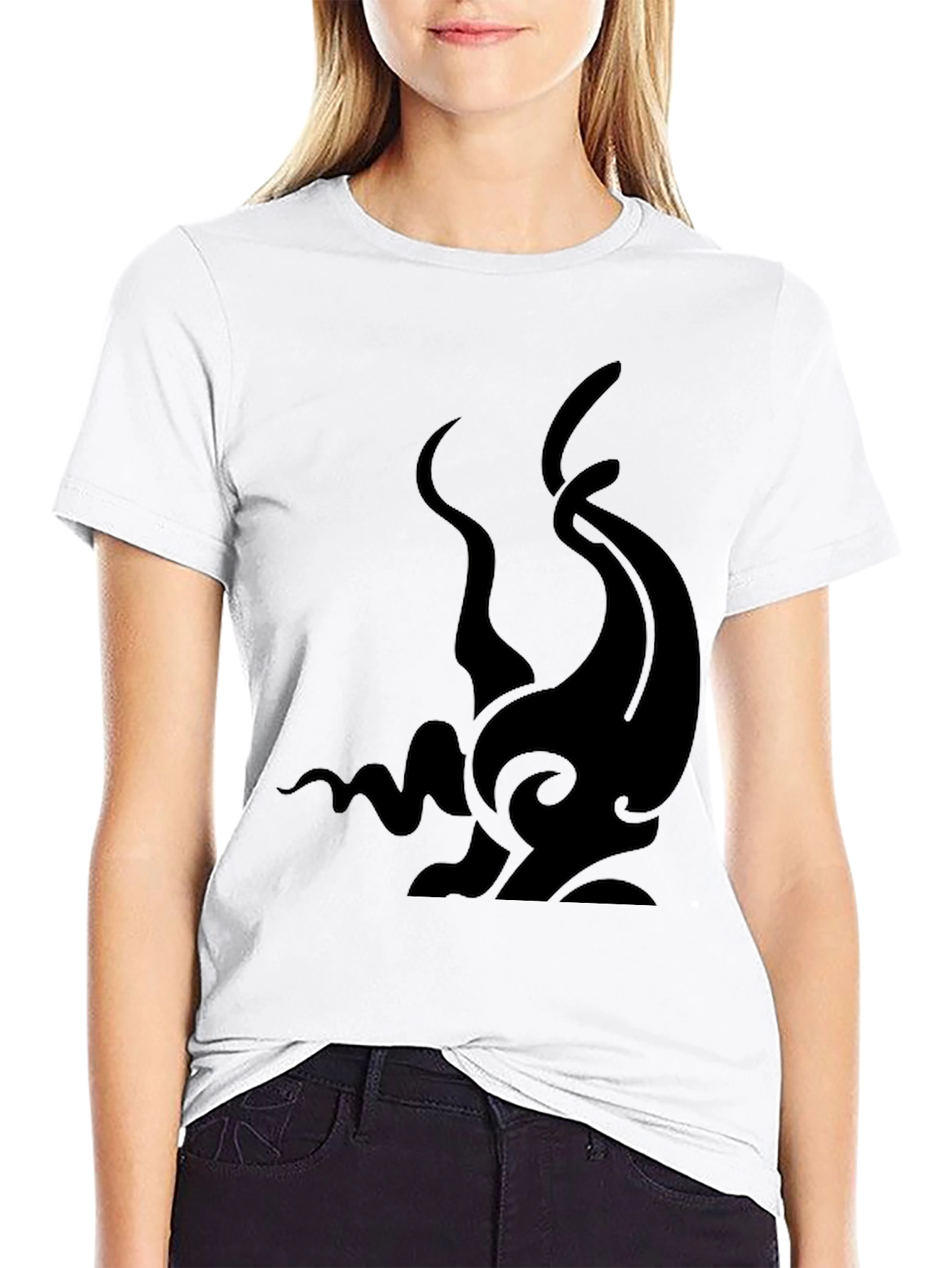 Mens Black Graphic Tee - Abstract Tentacle Design