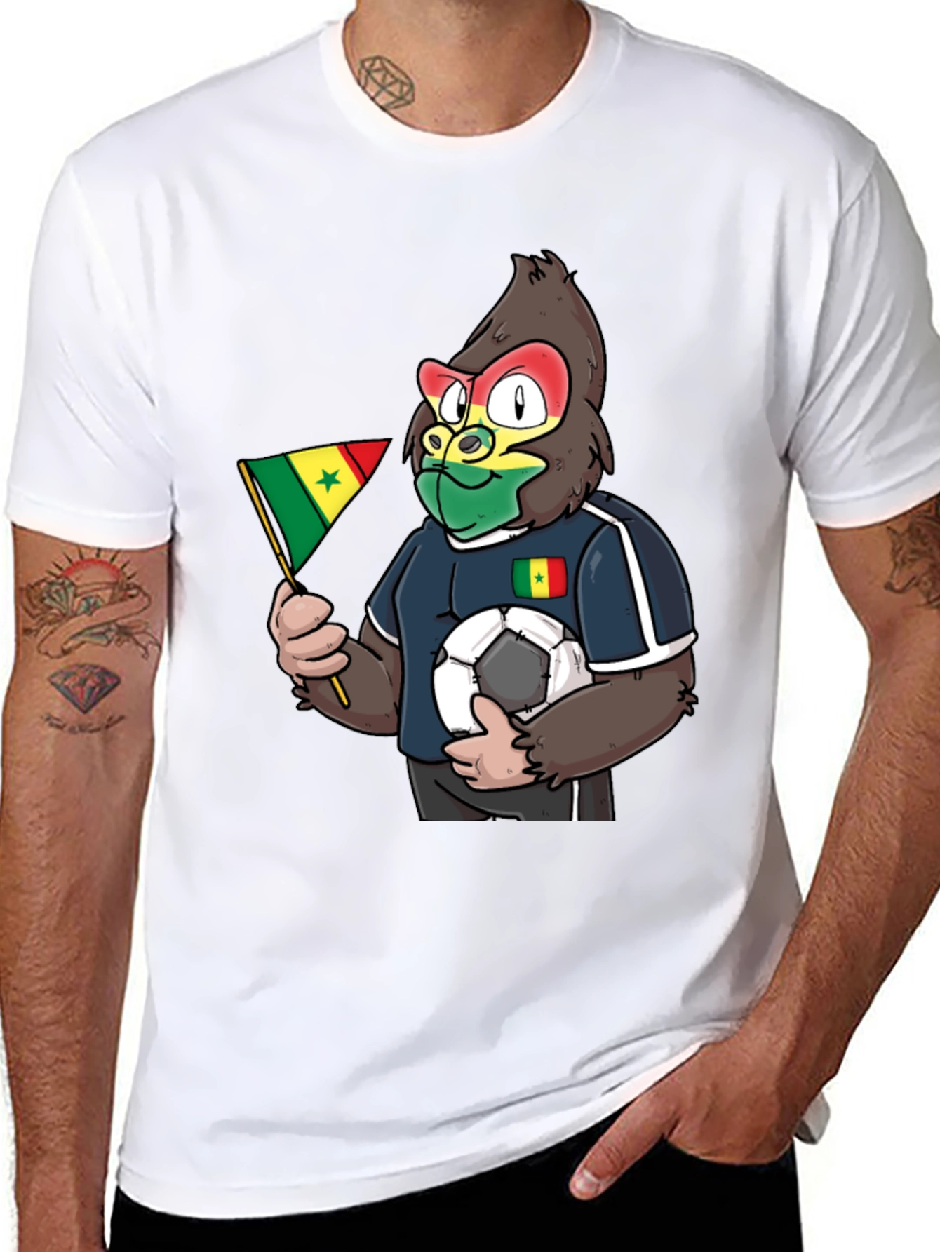 Senegal Soccer Fan Gorilla T-Shirt