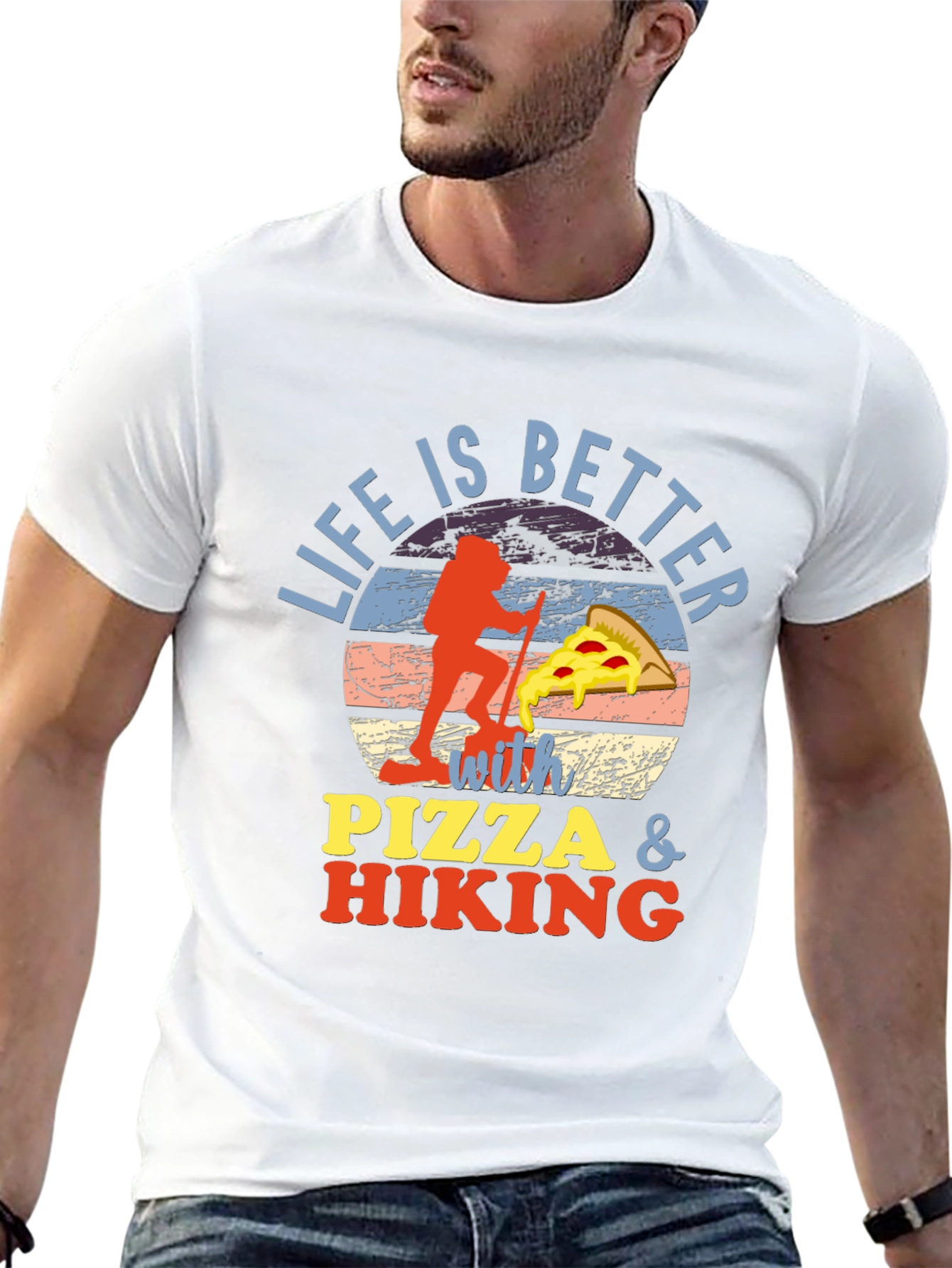 Life is Better with Pizza & Hiking Graphic T-Shirt