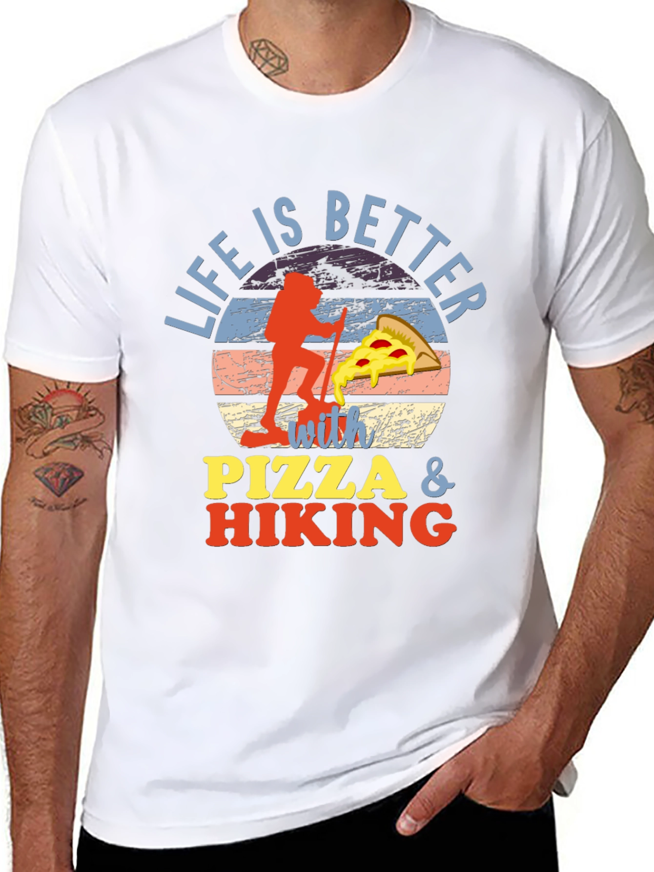 Life is Better with Pizza & Hiking Graphic T-Shirt