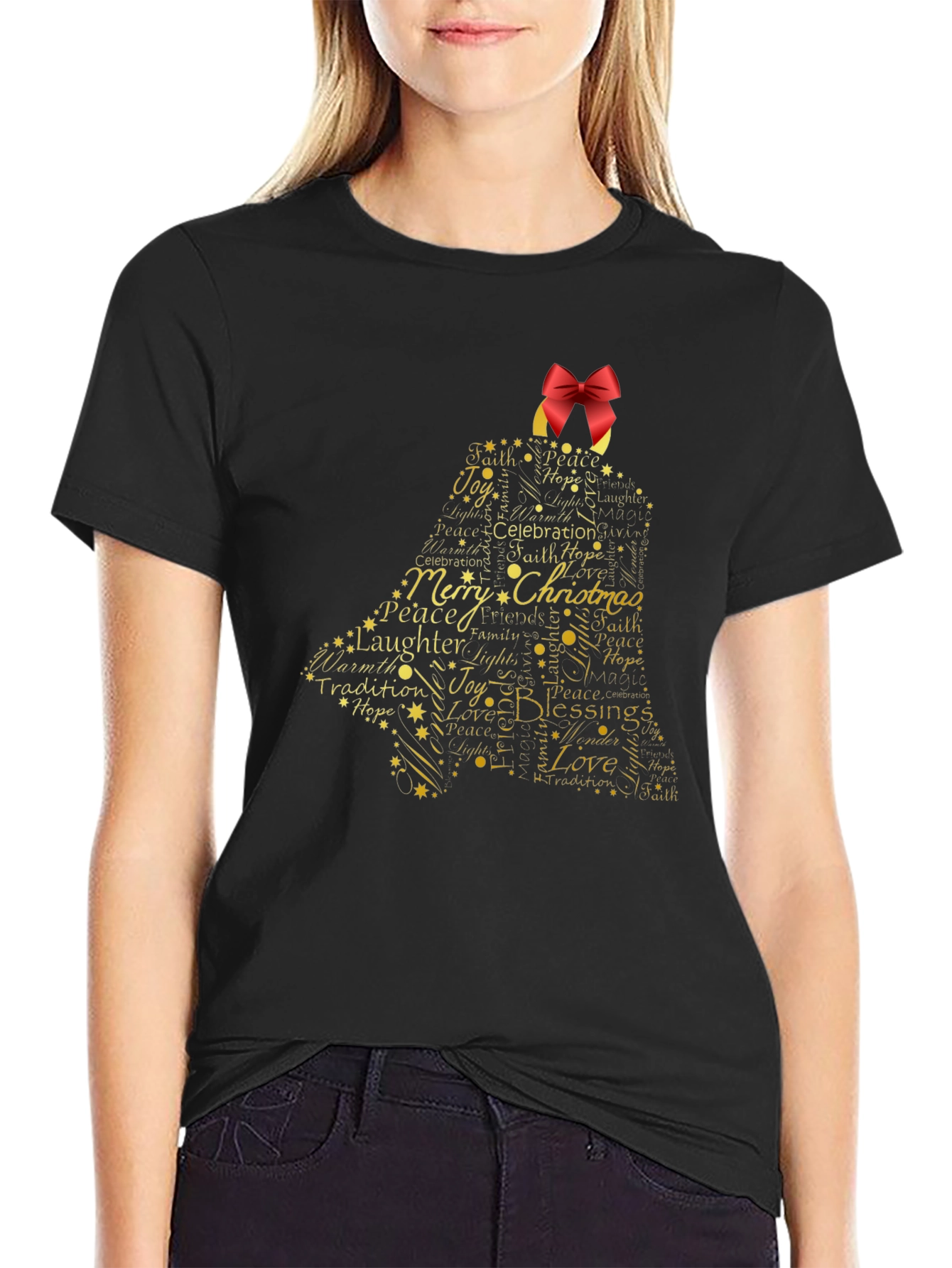 Festive Christmas Bell Graphic T-Shirt