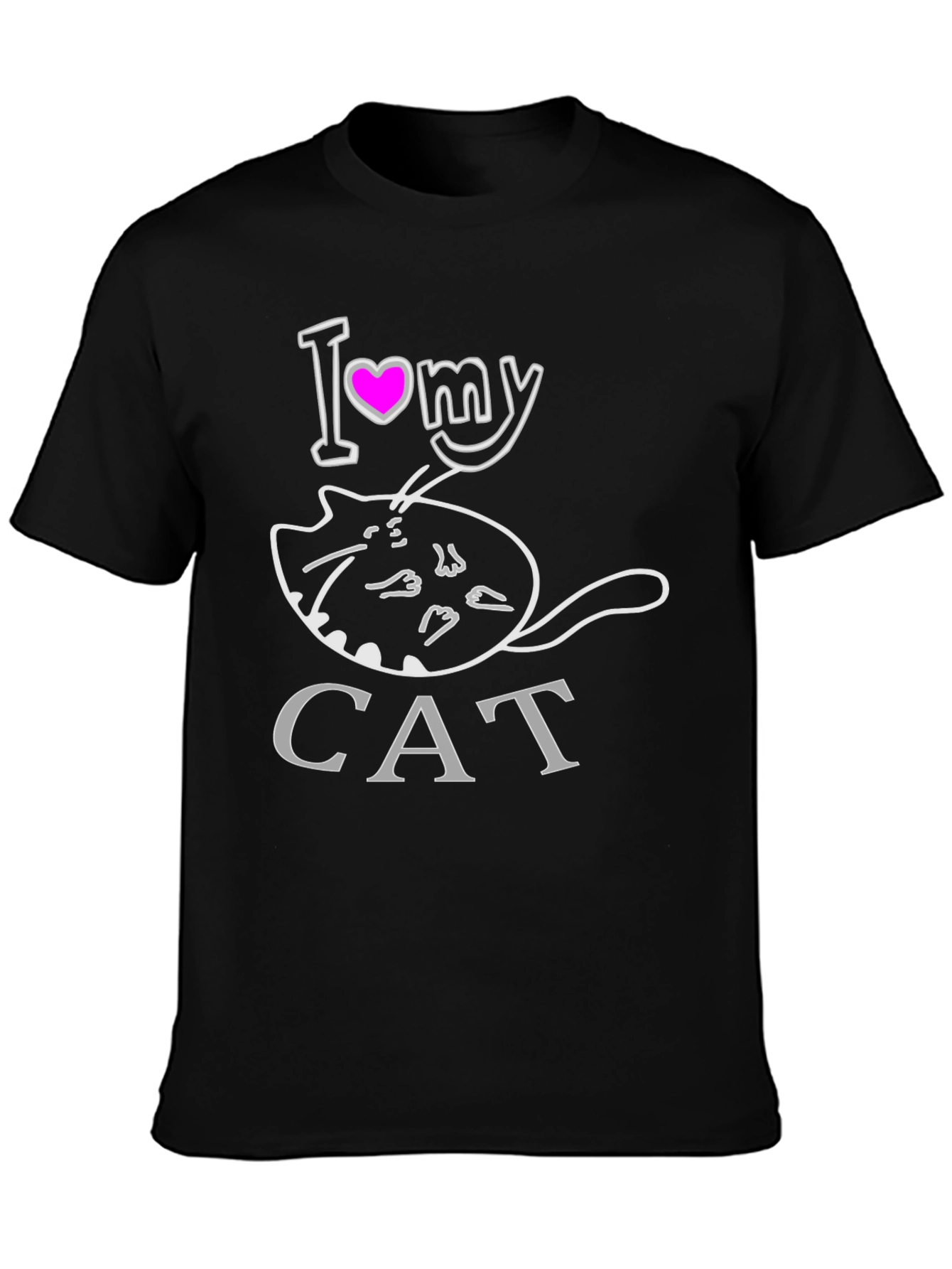 I Heart My Cat T-Shirt - Black Graphic Tee