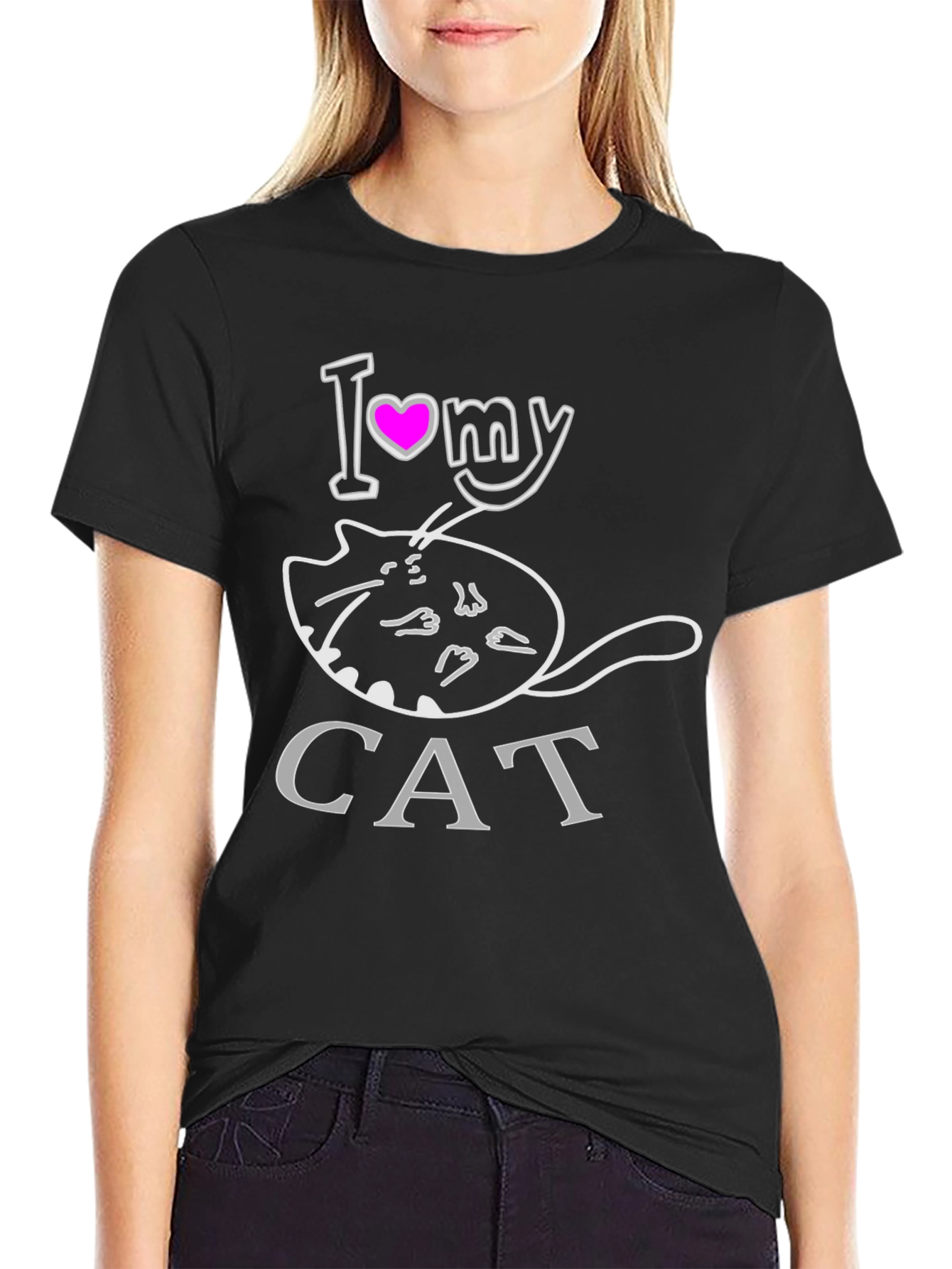 I Heart My Cat T-Shirt - Black Graphic Tee